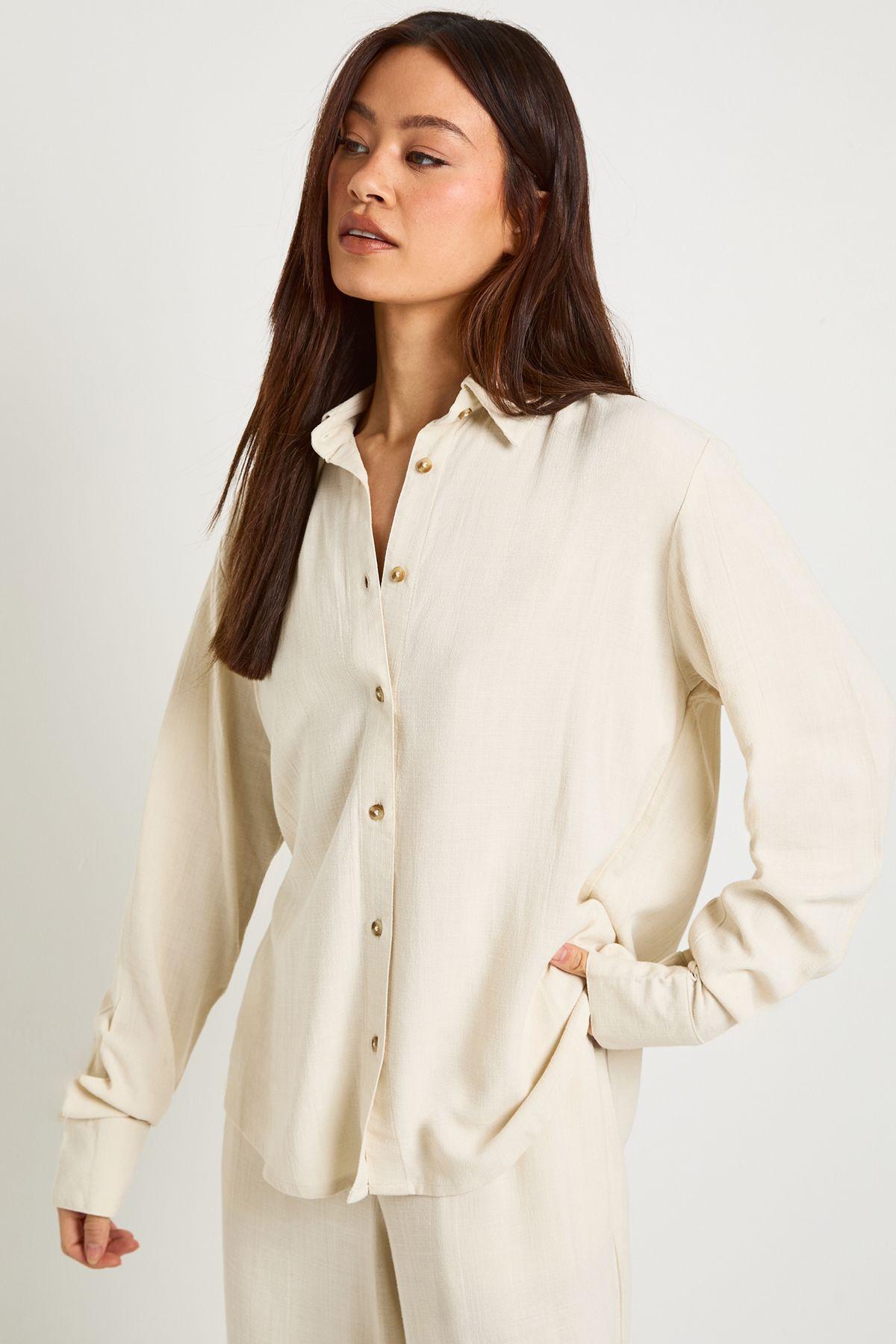 Tall Premium Linen Oversized Shirt by BOOHOO