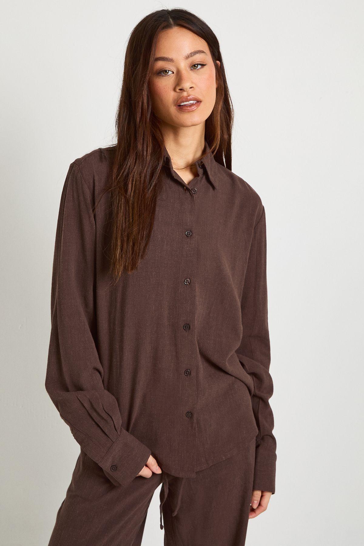 Tall Premium Linen Oversized Shirt by BOOHOO