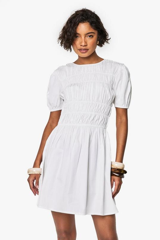 Tall Ruched Poplin Skater Mini Dress by BOOHOO