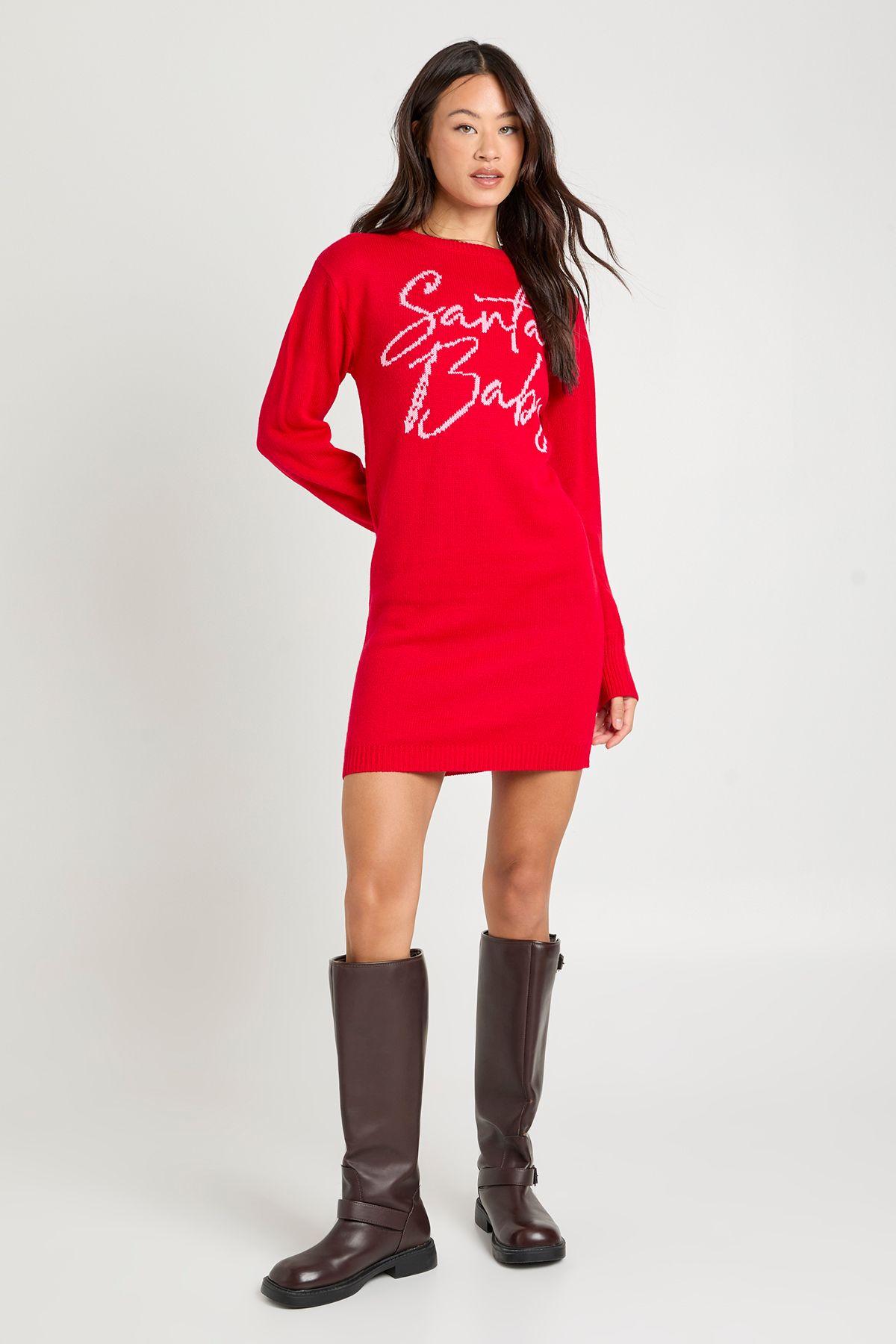 Tall Santa Baby Christmas Jumper Dress by BOOHOO
