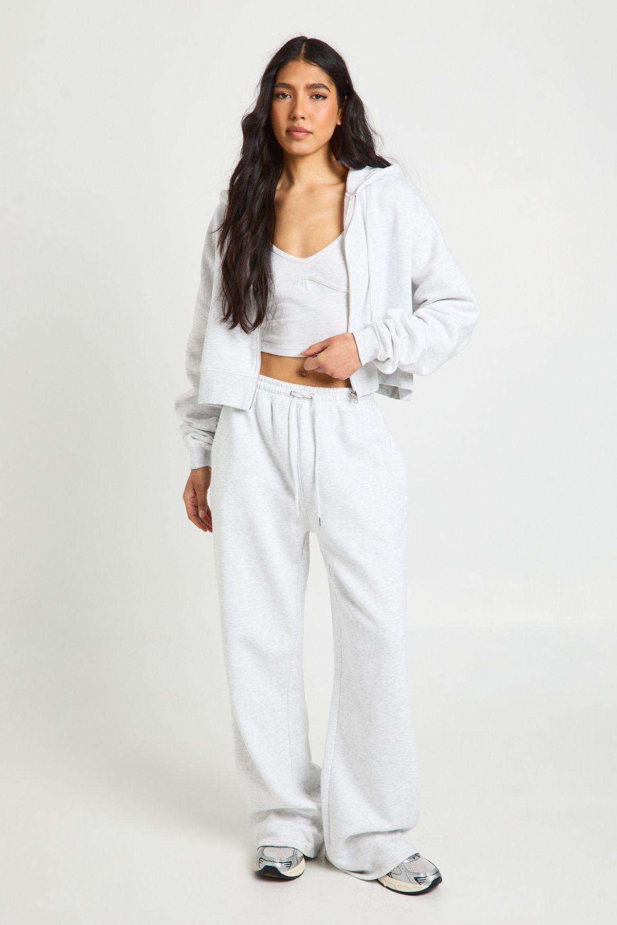 Tall Seam Detail Crop Top 3 Piece Hooded Tracksuit by BOOHOO