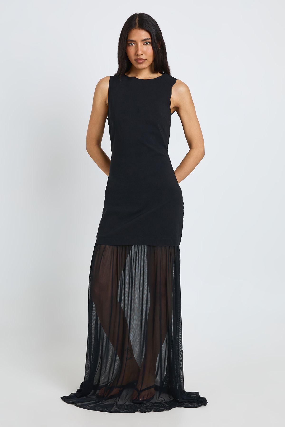Tall Sheer Hem Sleeveless Maxi Dress by BOOHOO