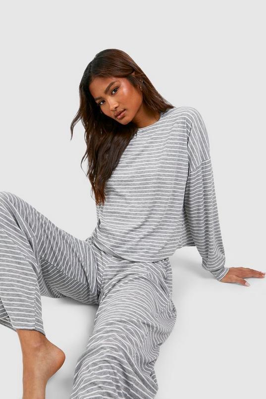 Tall Stripe Long Sleeve Top & Trousers Pyjama Set by BOOHOO