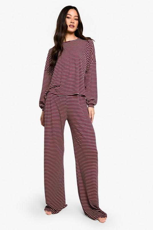 Tall Stripe Long Sleeve Top & Trousers Pyjama Set by BOOHOO