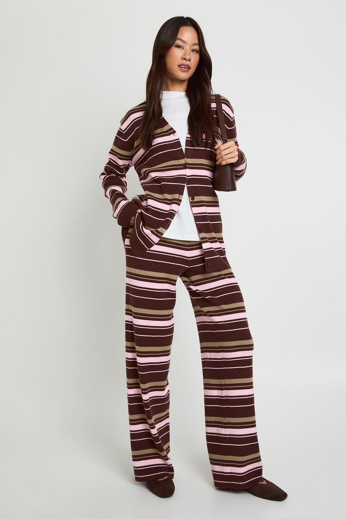 Tall Super Soft Rib Knitted Boyfriend Cardigan and Wide Leg Trouser Co-Ord by BOOHOO