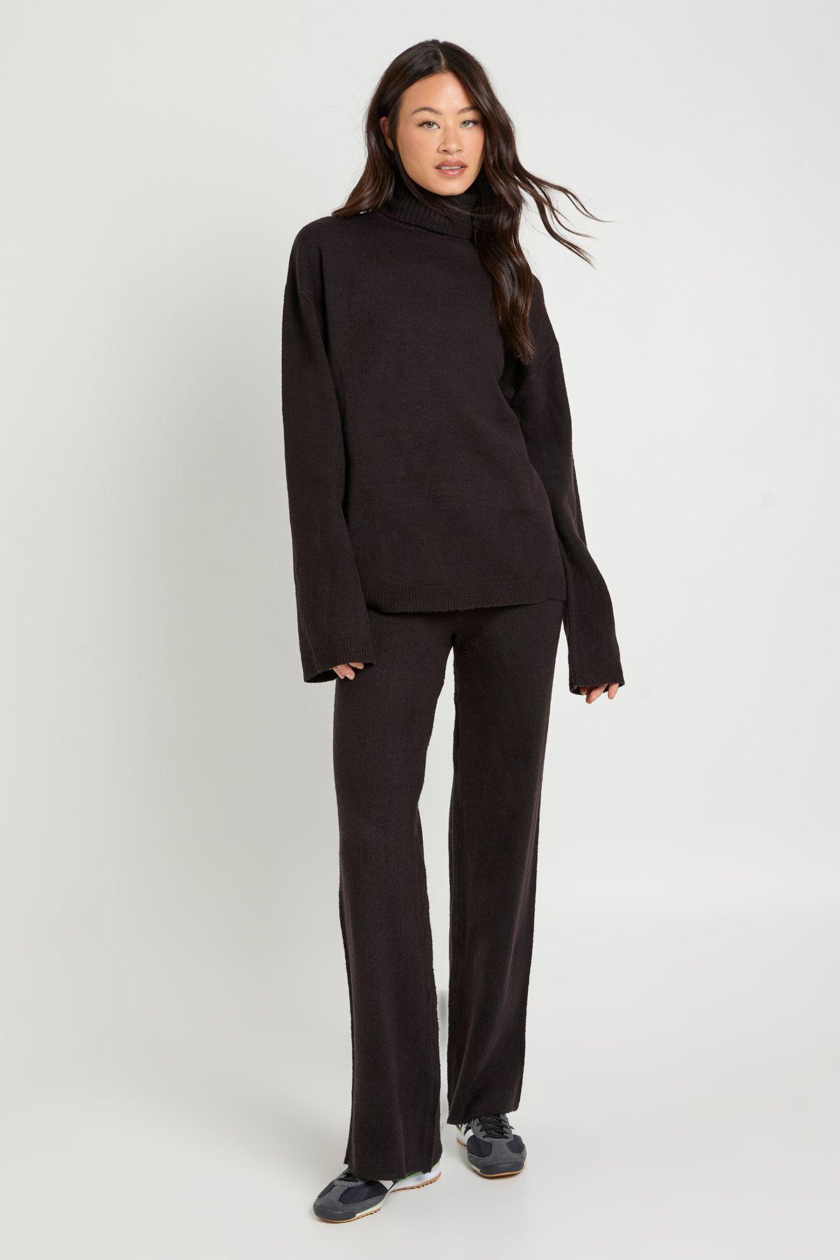 Tall Super Soft Roll Neck Oversized Jumper and Wide Leg Trouser Co-Ord by BOOHOO