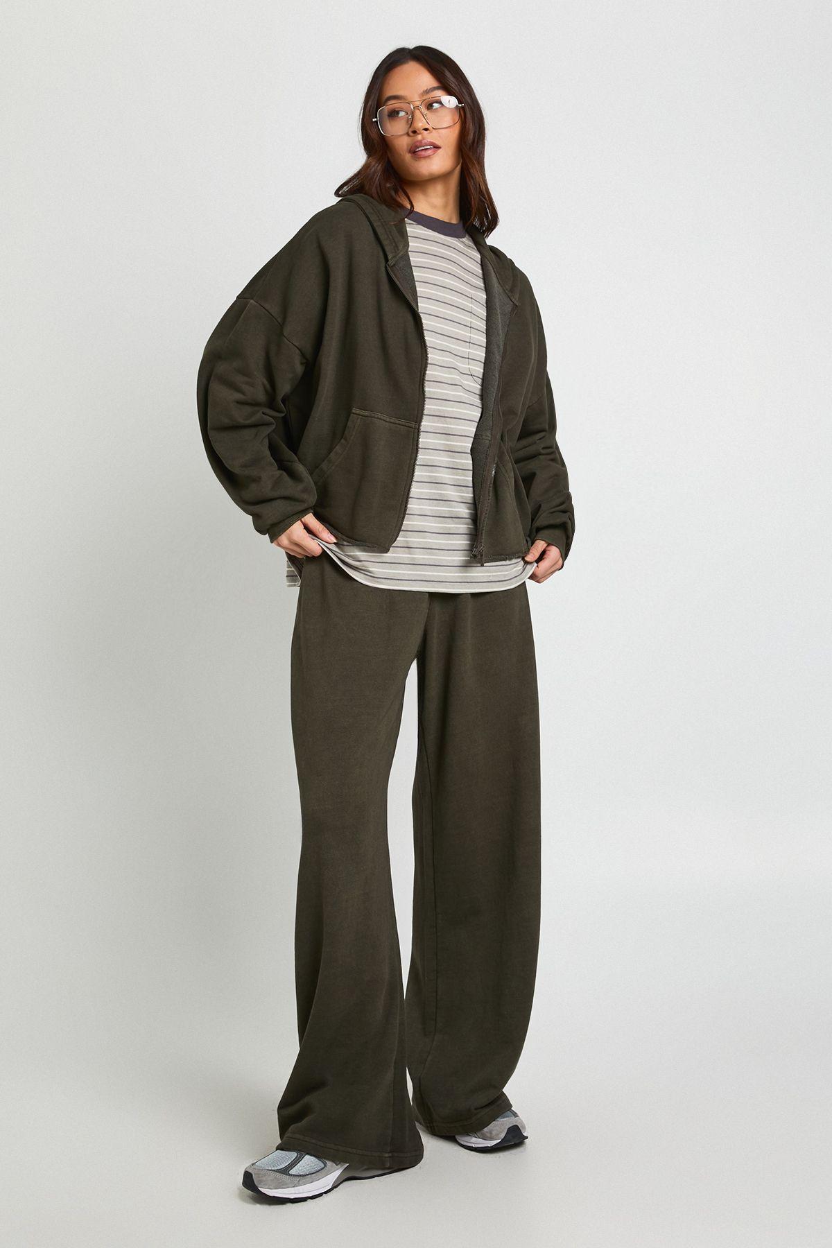 Tall Washed Distressed Hem Straight Leg Tracksuit by BOOHOO