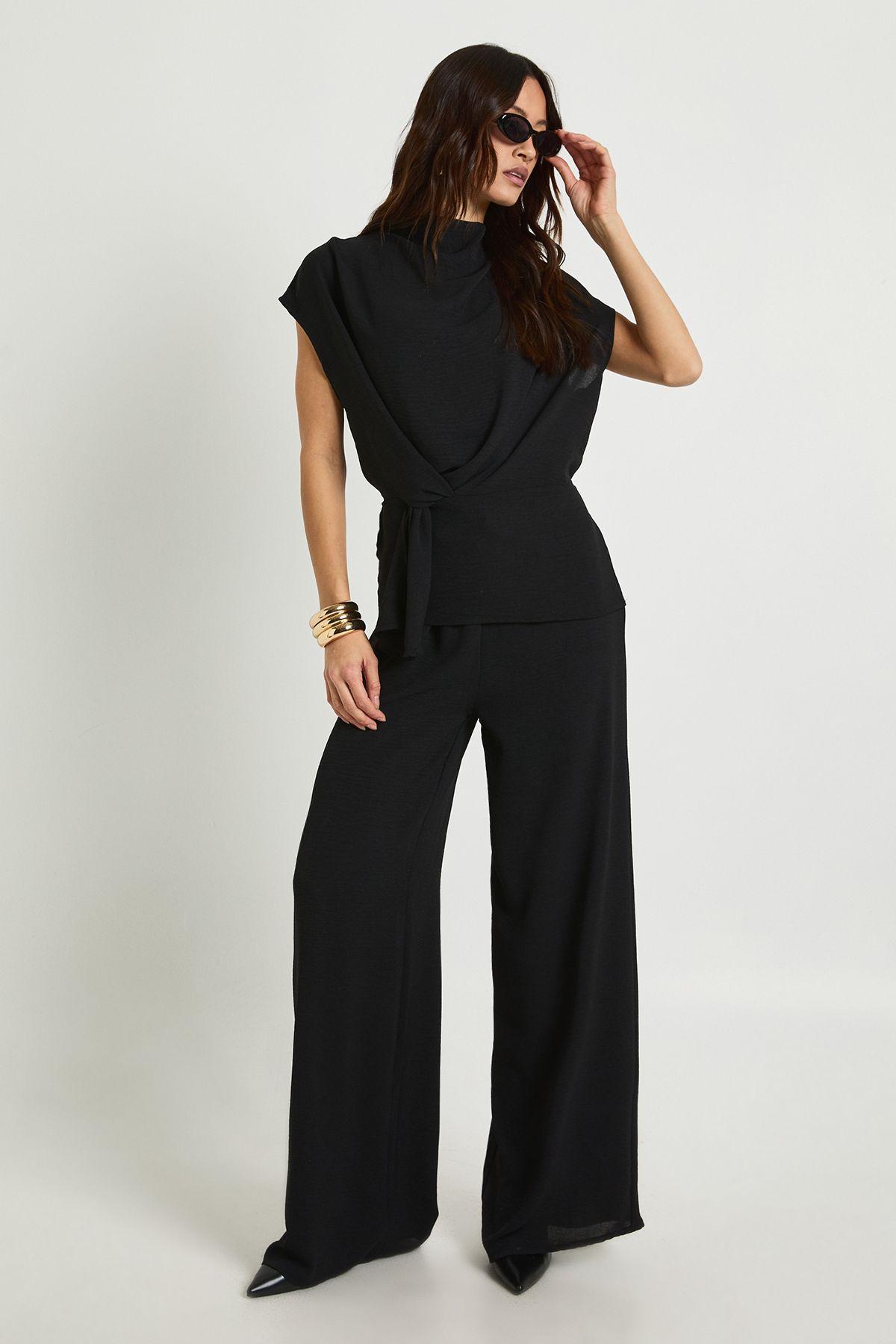 Tall Woven Drape Blouse & Trouser Co-Ord by BOOHOO