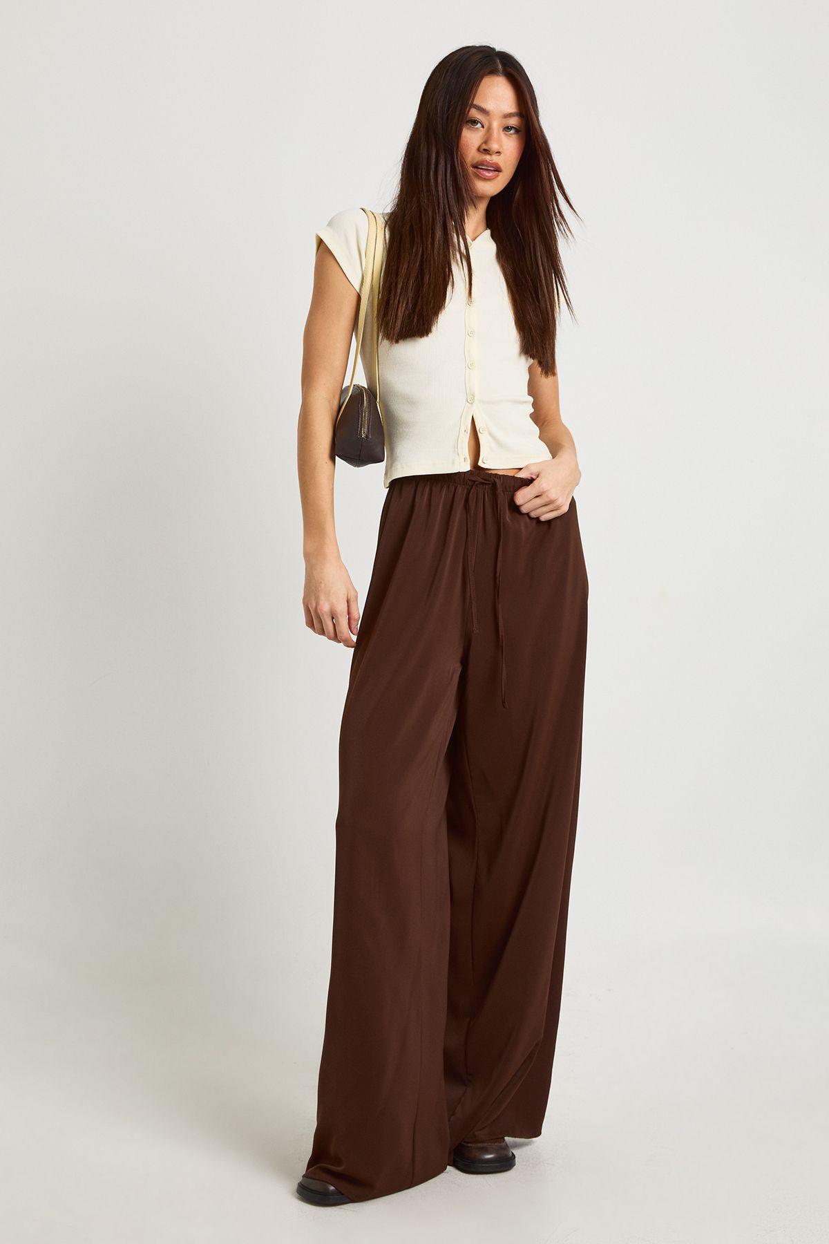 Tall Woven Wide Leg Trousers by BOOHOO