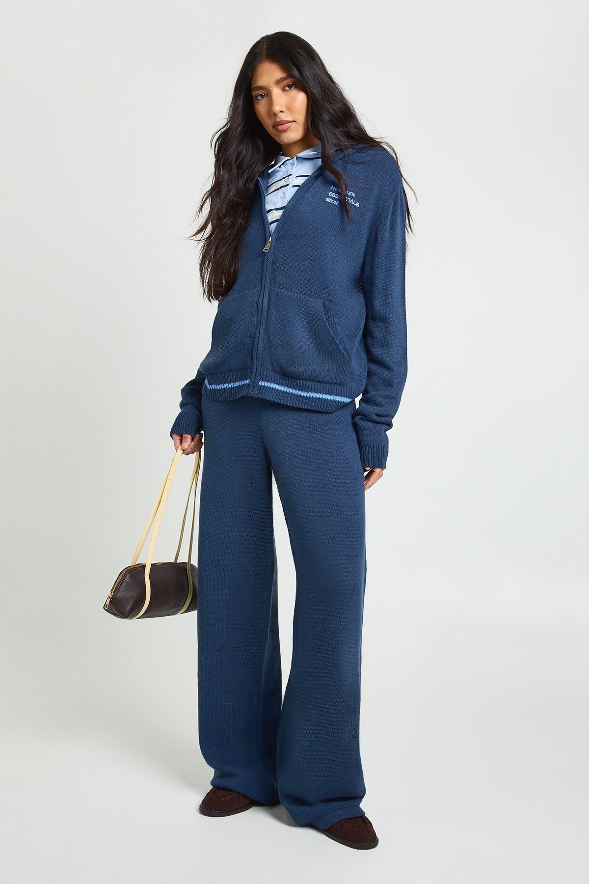 Tall Zip Through Hooded Jumper and Trouser by BOOHOO