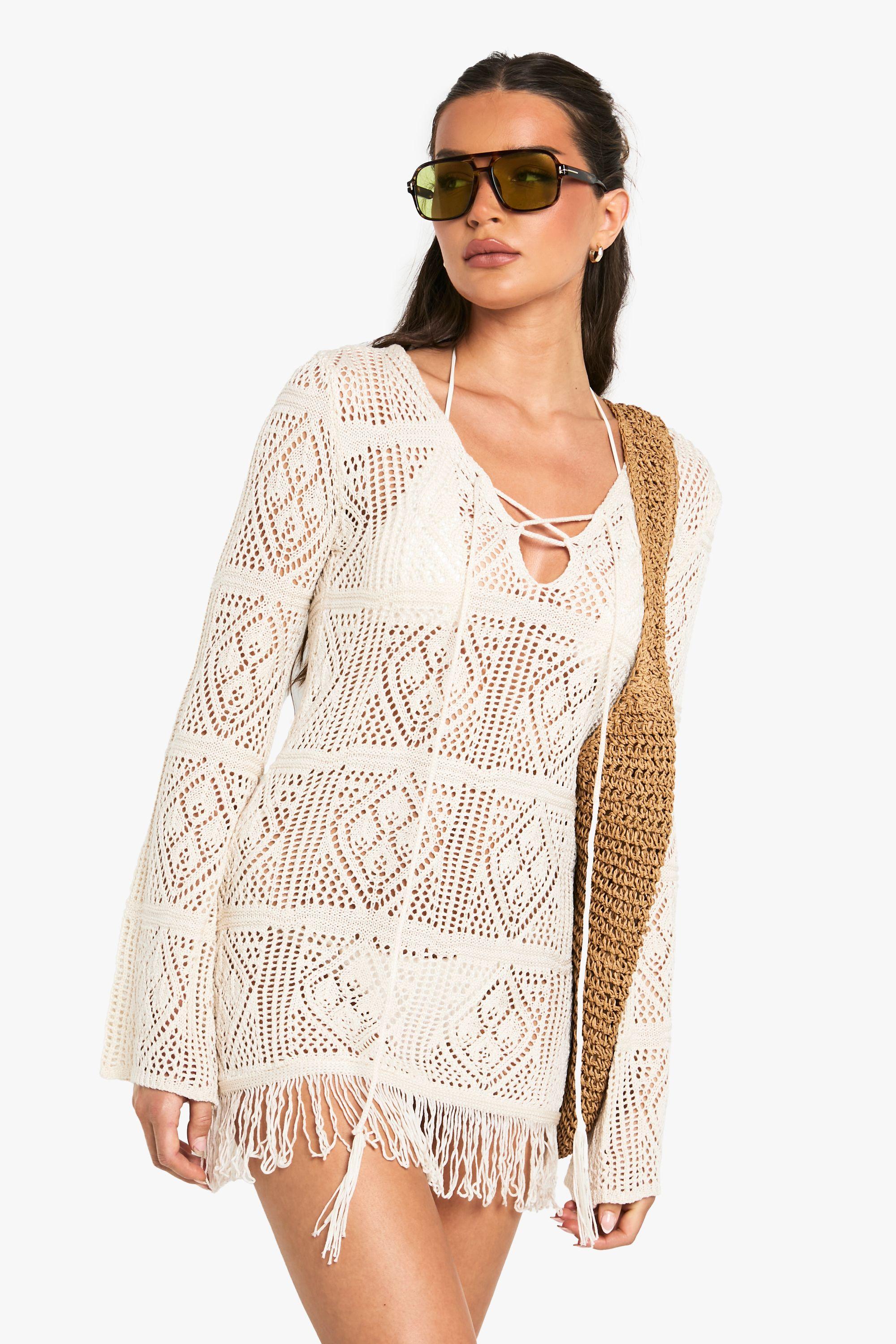 Tassel Crochet Beach Tunic by BOOHOO