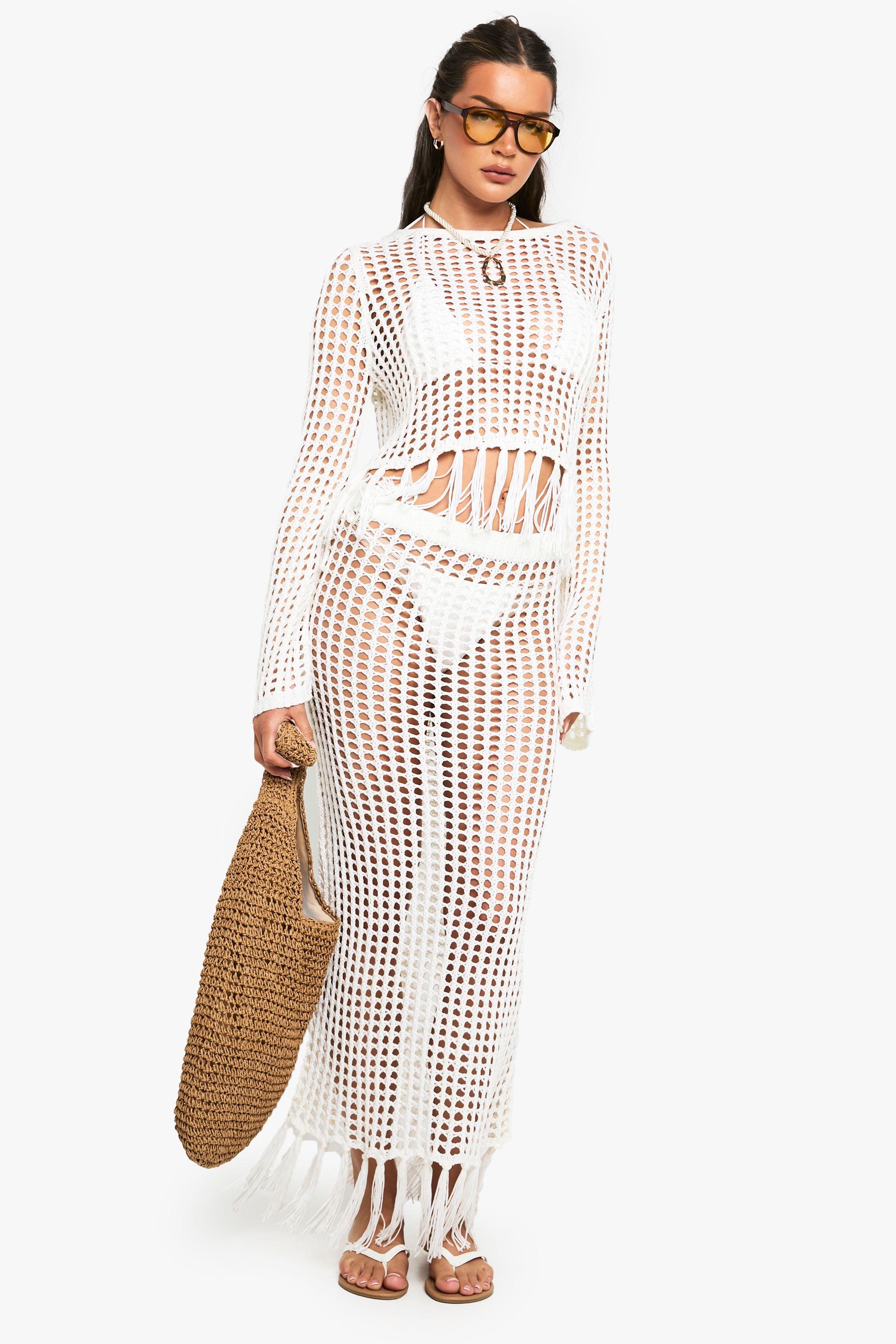 Tassel Trim Crochet Skirt by BOOHOO