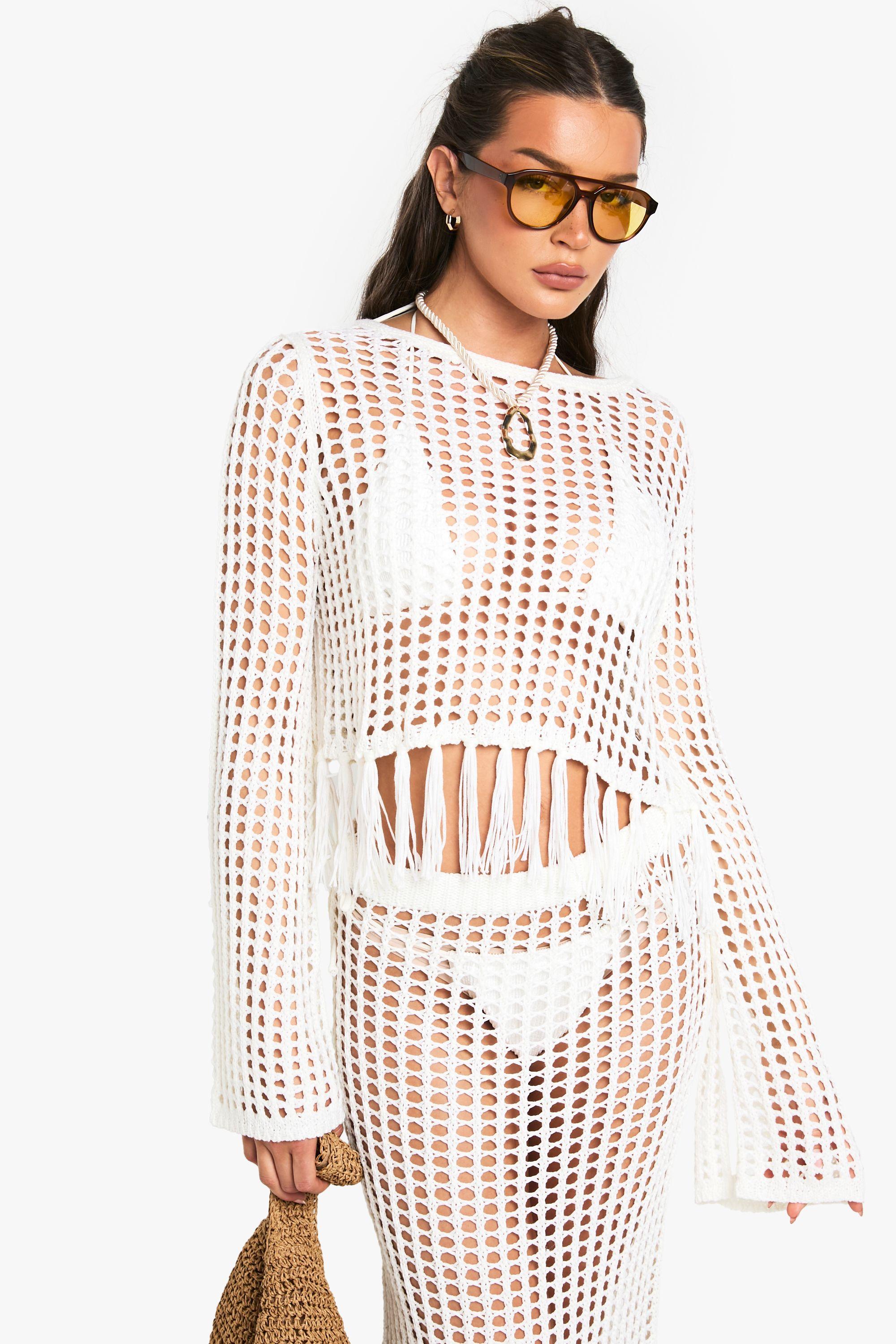 Tassel Trim Crochet Top by BOOHOO