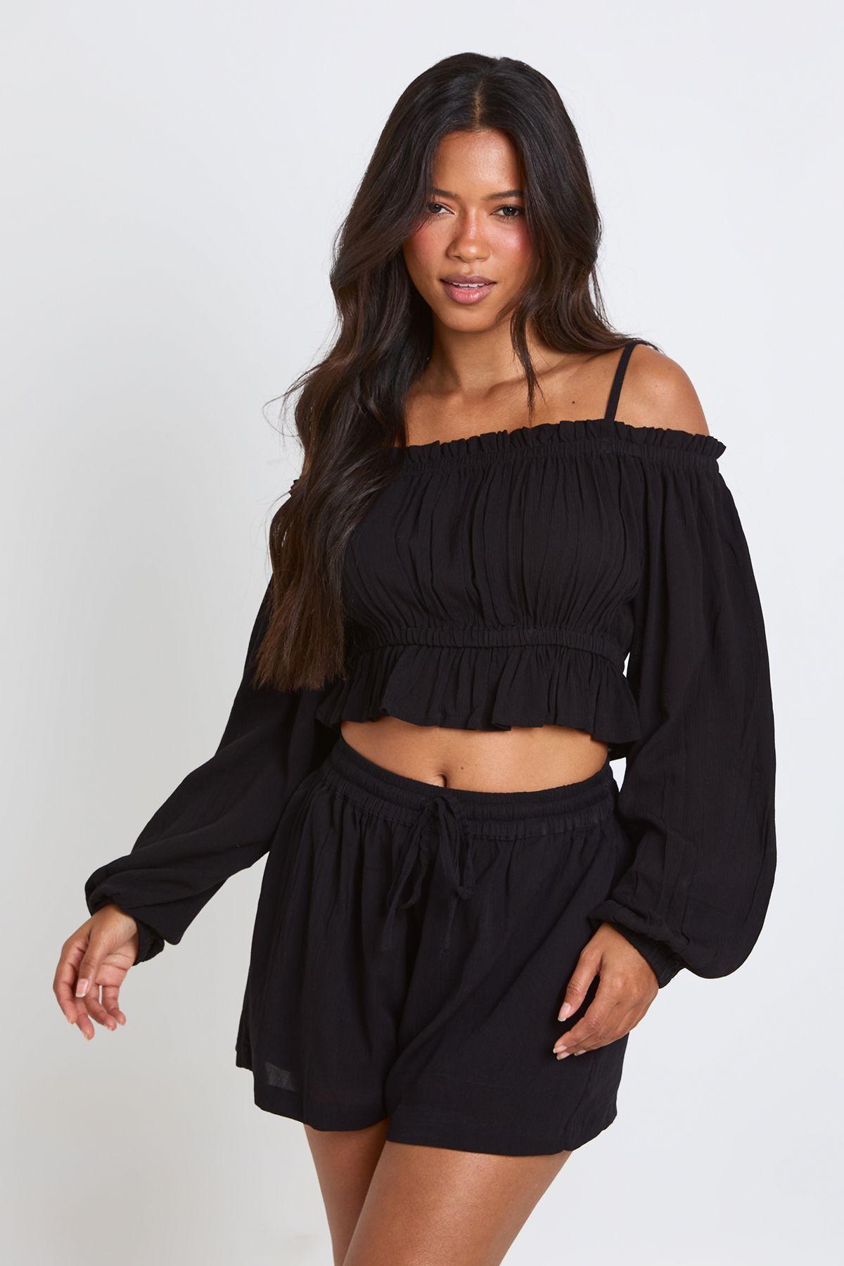 Textured Beach Bardot Top by BOOHOO