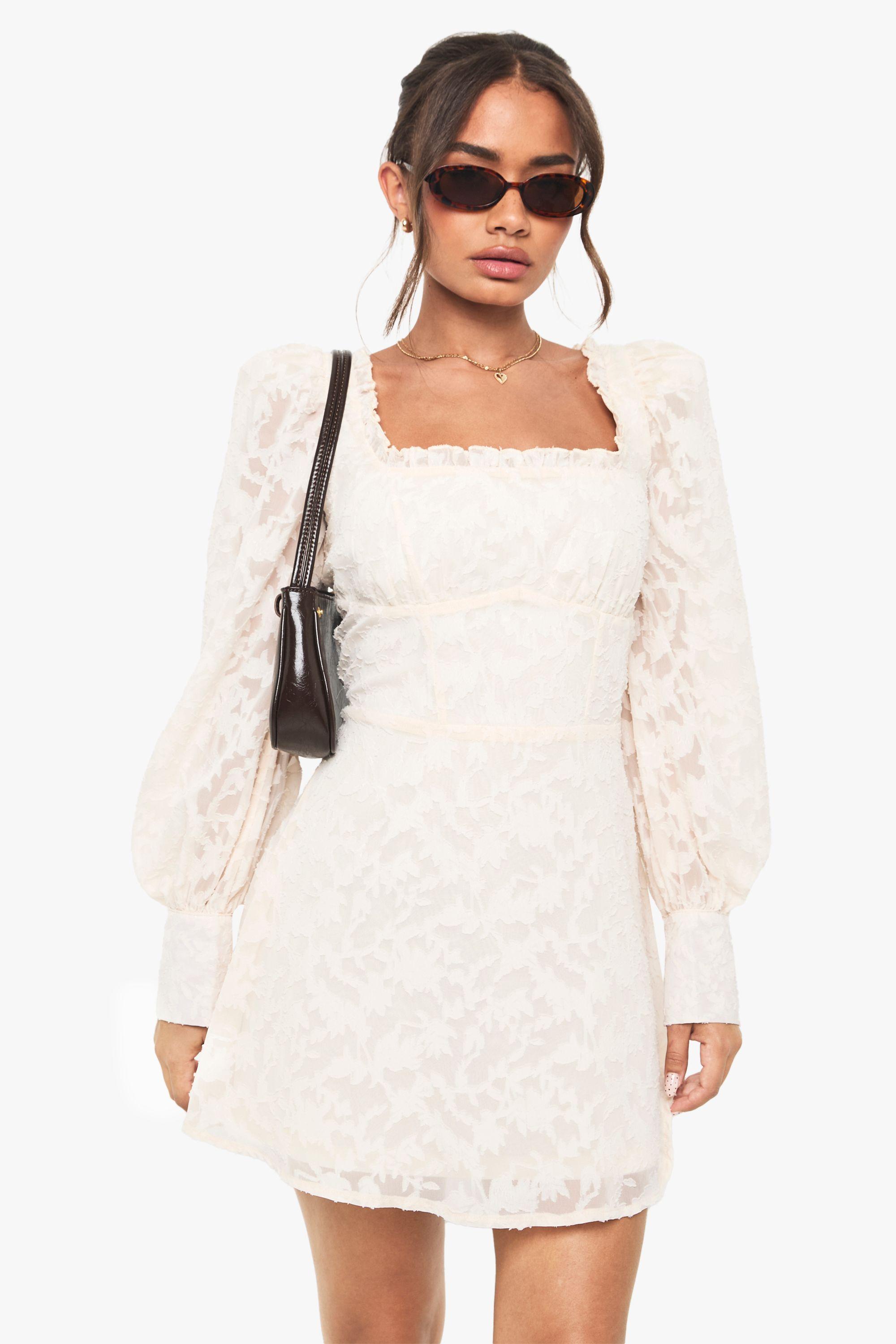 Textured Corset Milkmaid Mini Dress by BOOHOO