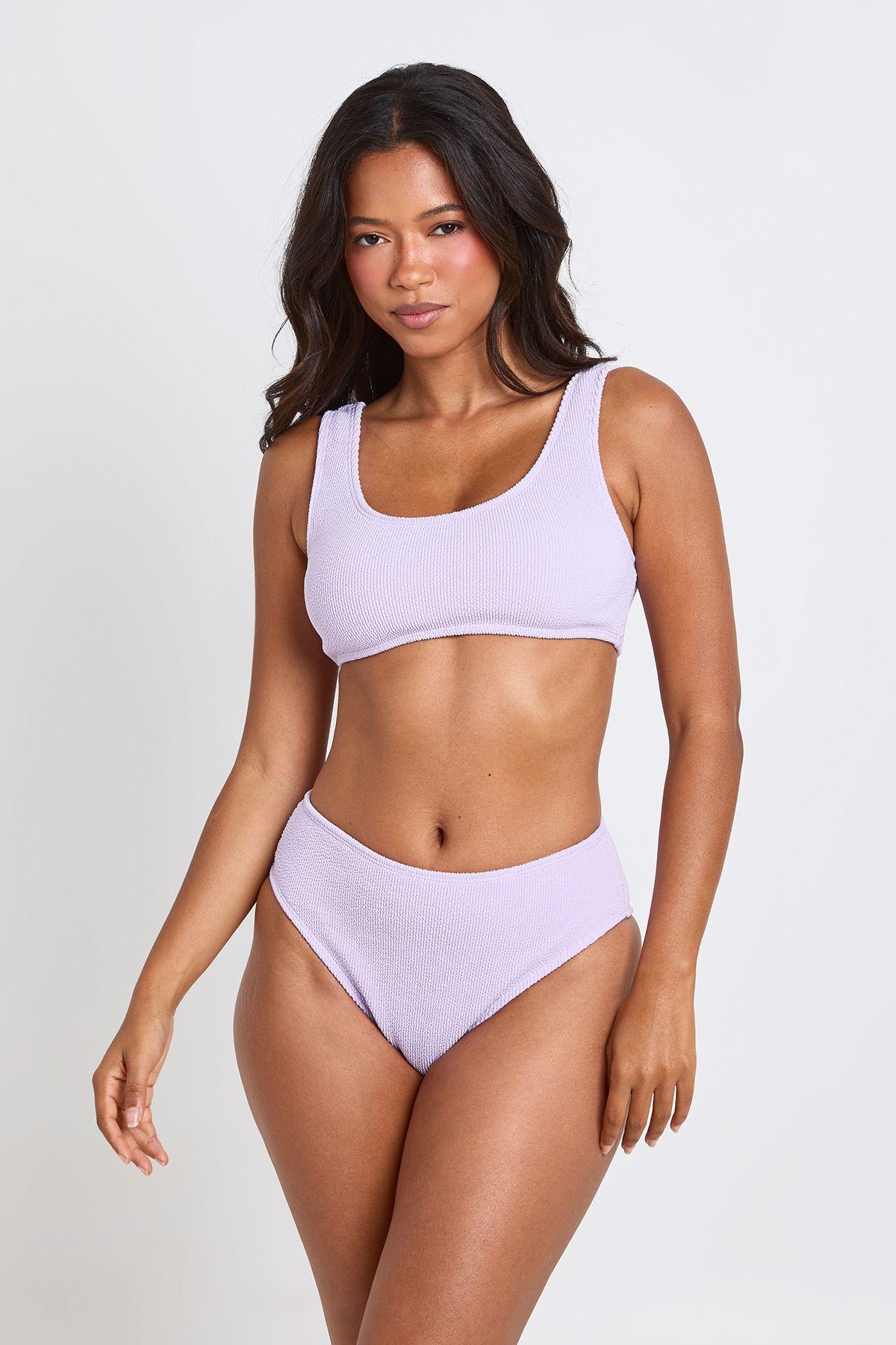 Textured High Waist Bikini Bottom by BOOHOO