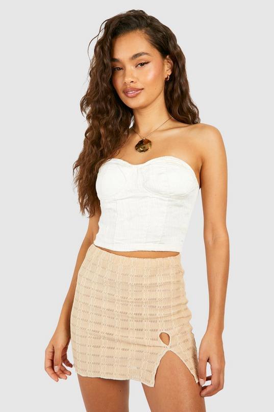 Textured Jersey Cut Out Detail Mini Skirt by BOOHOO