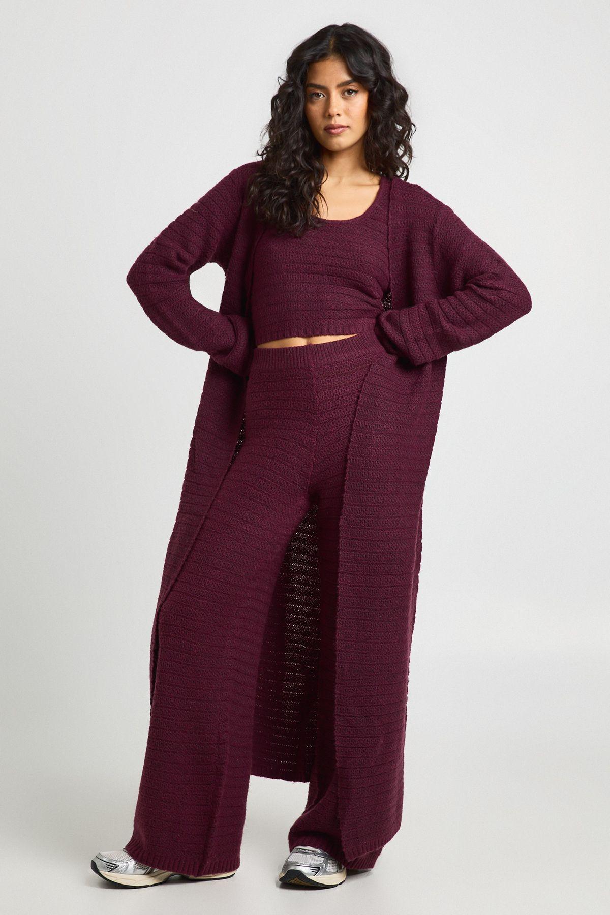 Textured Knit Oversized Longline Knited Maxi Cardigan by BOOHOO