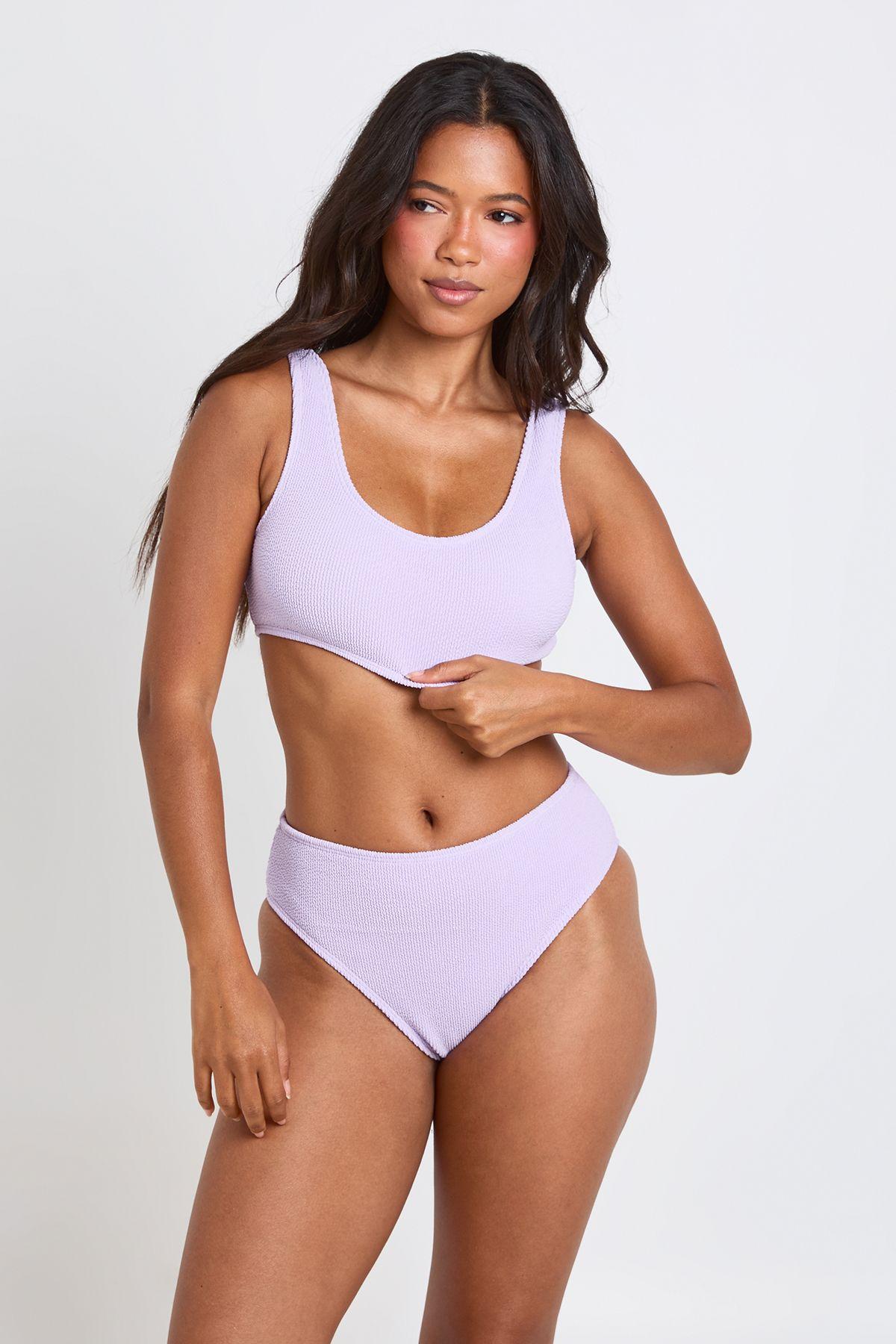 Textured Scoop Bikini Top by BOOHOO