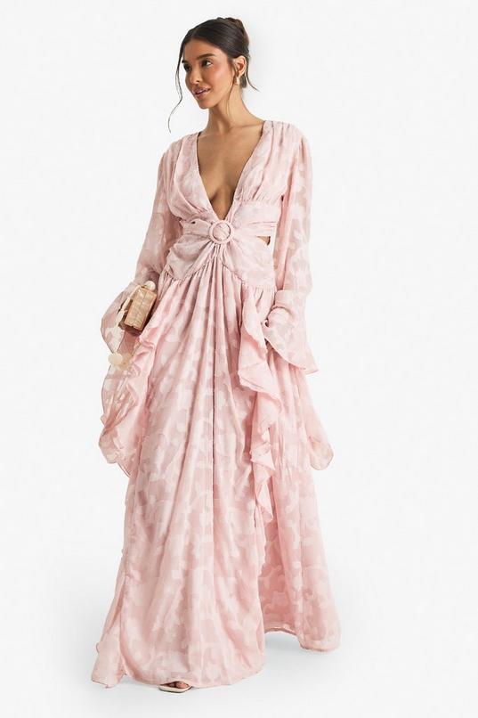 Textured Split Cut Out Maxi Dress by BOOHOO