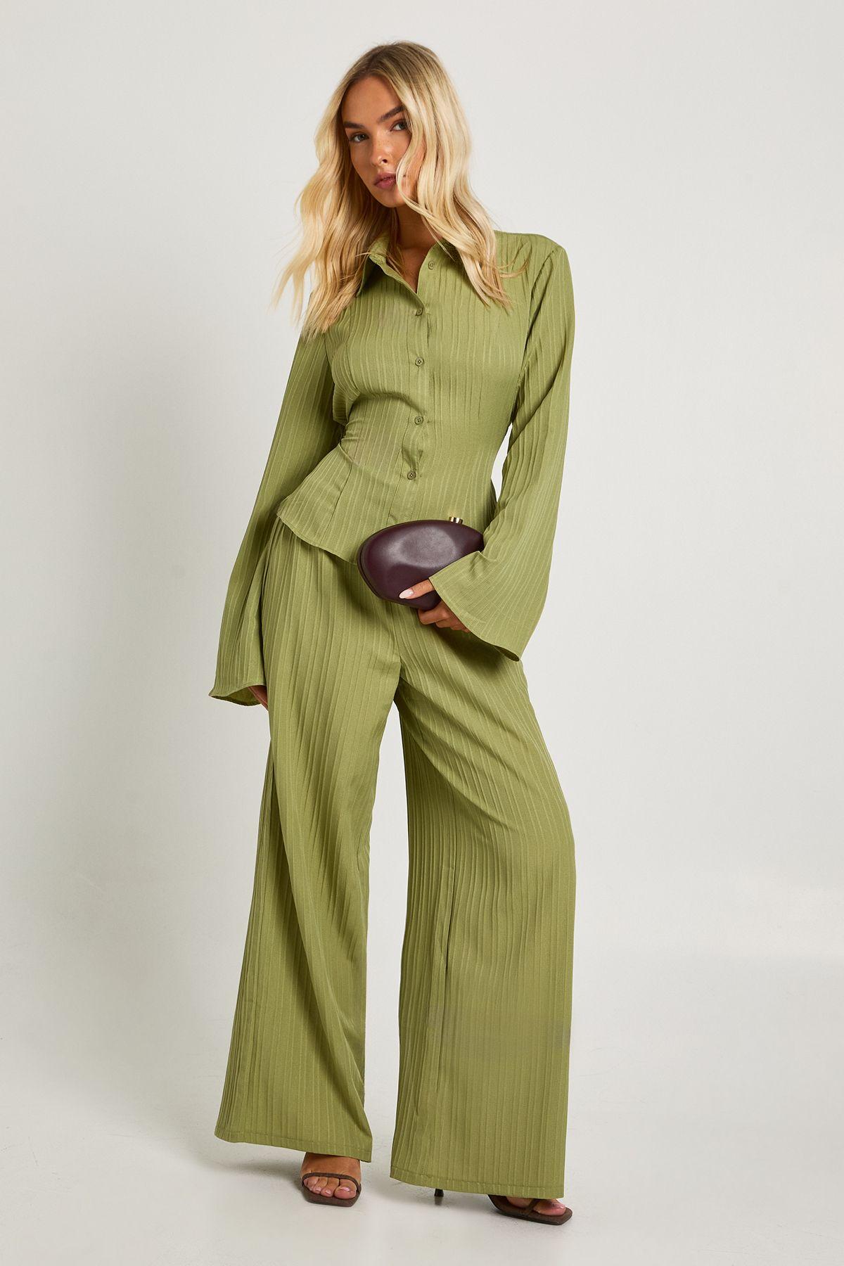 Textured Tie Back Shirt & Trouser Co-ord by BOOHOO