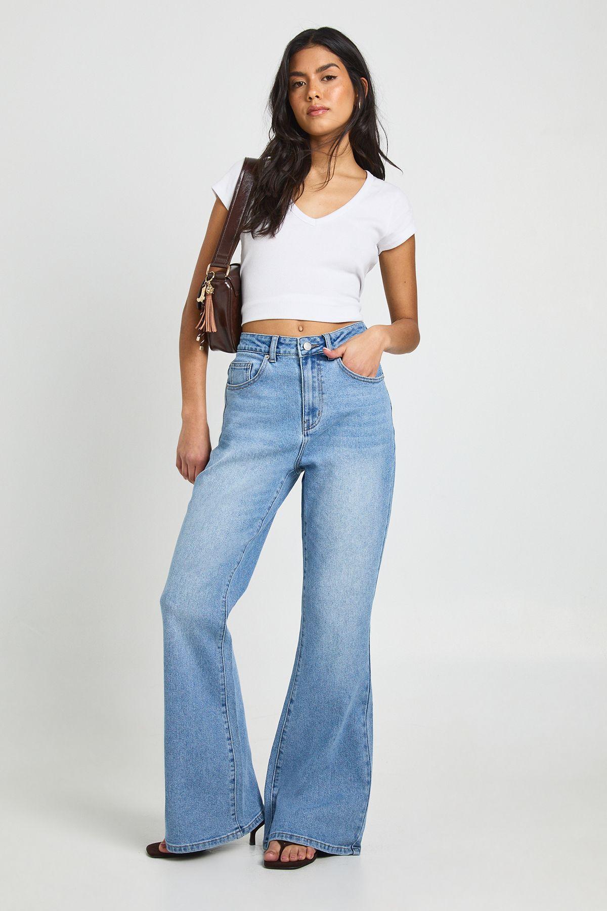The High Waist Flare Jean by BOOHOO