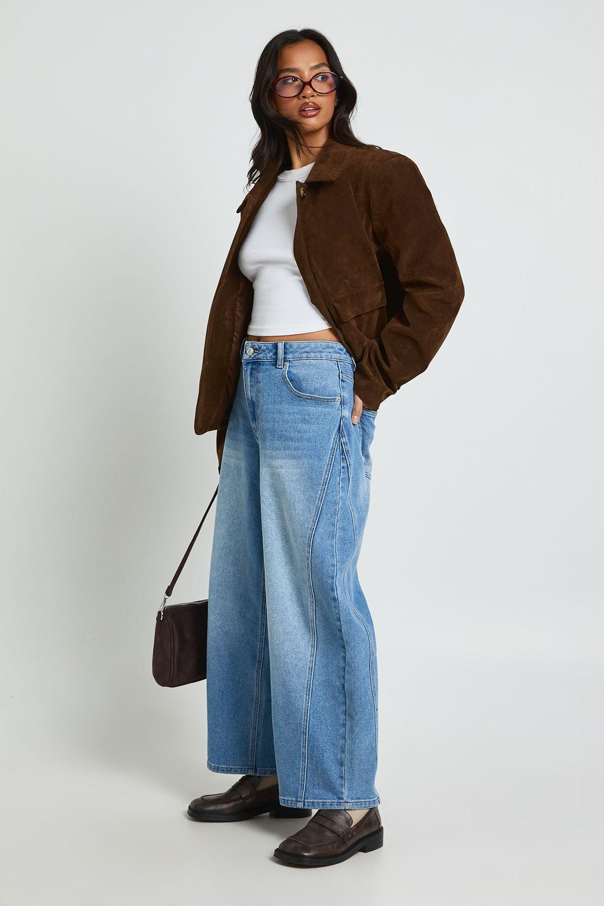 The Petite Mid Waist Barrel Jean by BOOHOO