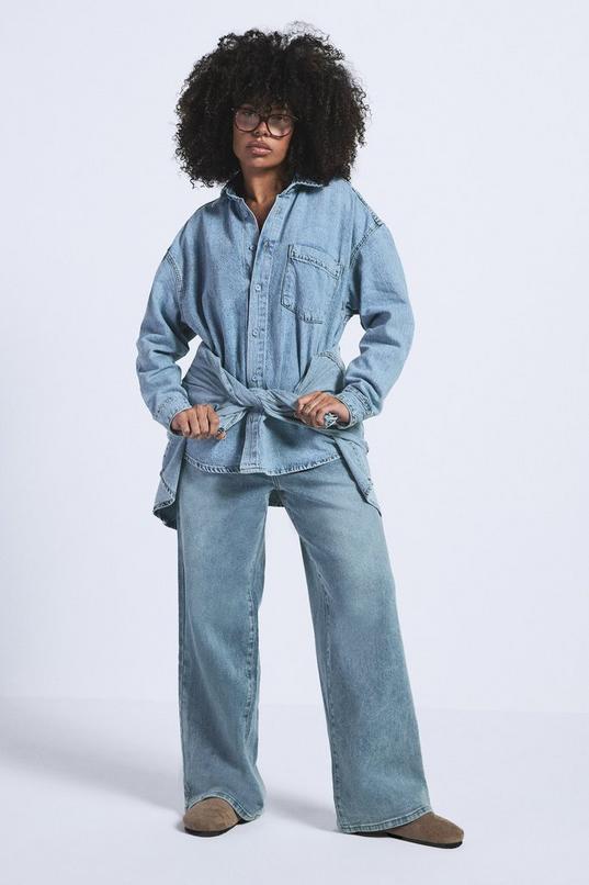 The Plus Mid Waist Wide Leg Jean by BOOHOO