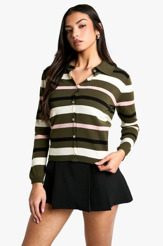 Thin Stripe Rib Knitted Jumper by BOOHOO