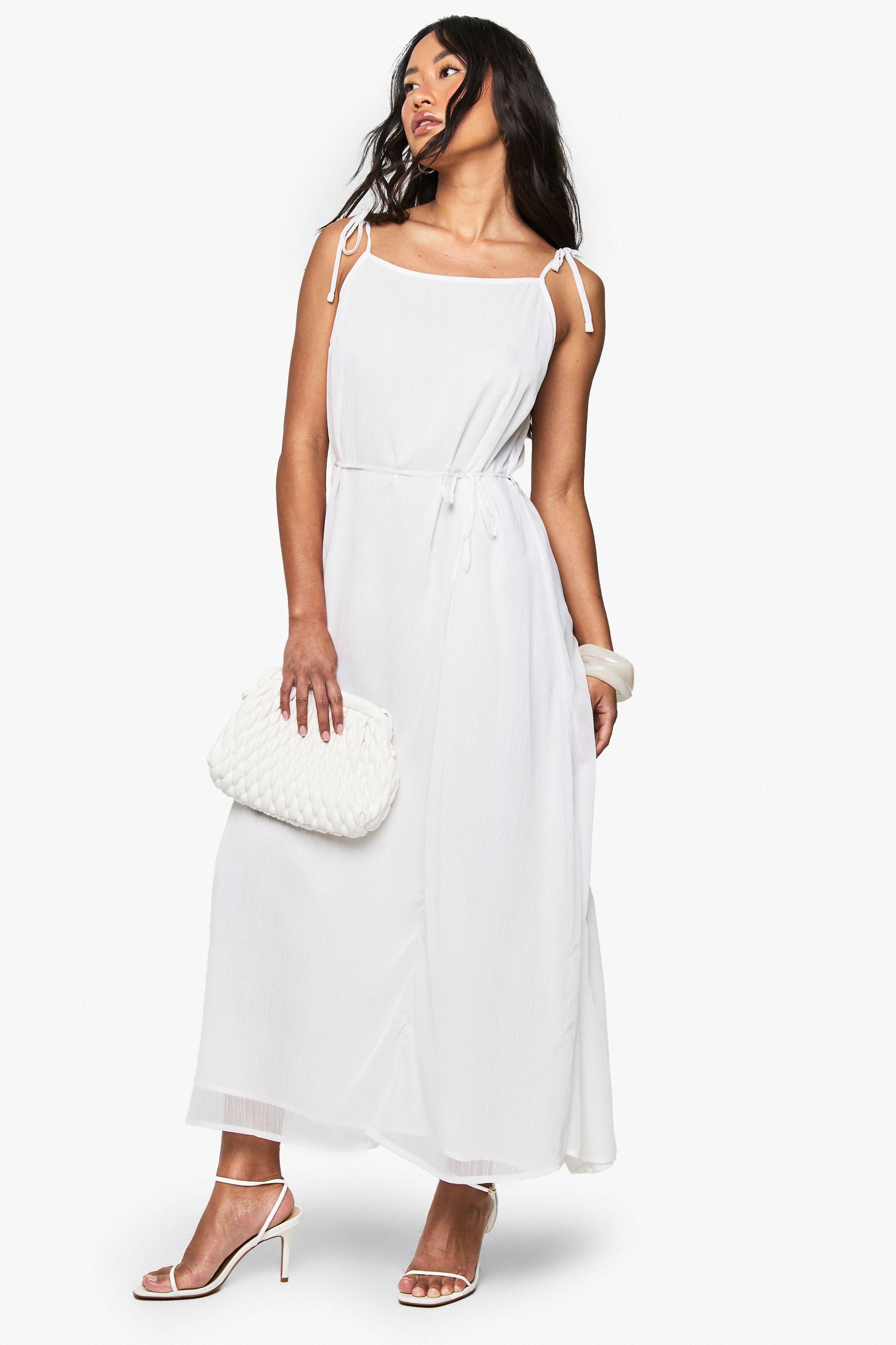 Tie Detail Chiffon Midaxi Dress by BOOHOO