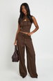Tie Front Wide Leg Trousaers by BOOHOO Tie Front Wide Leg Trousaers by BOOHOO