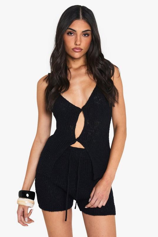 Tie Waist Knitted Crochet Short by BOOHOO