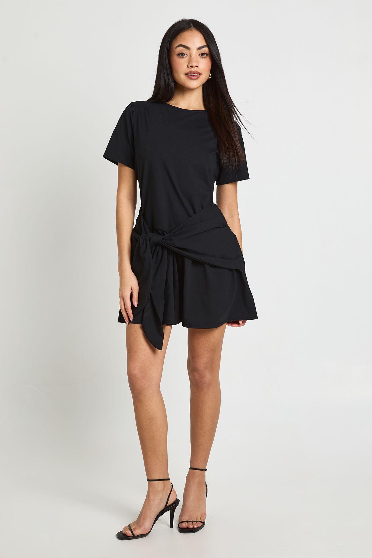 Tie Waist Smock Dress by BOOHOO