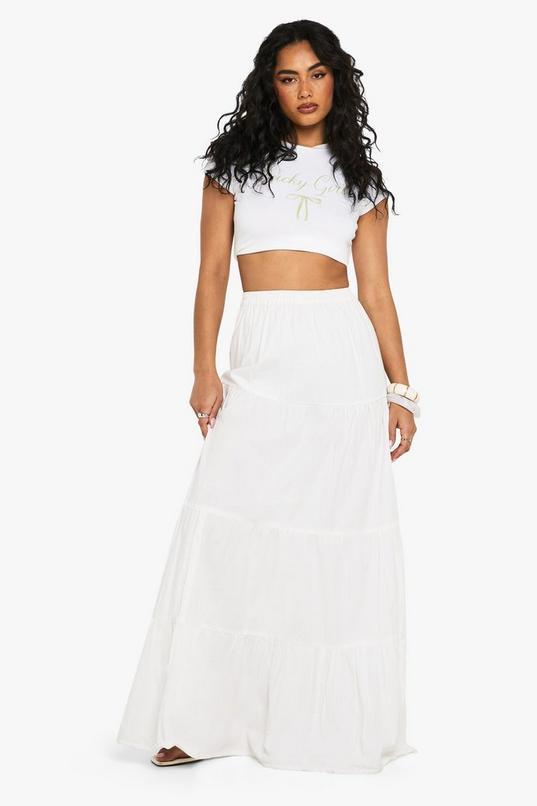Tiered Cotton Poplin Maxi Skirt by BOOHOO