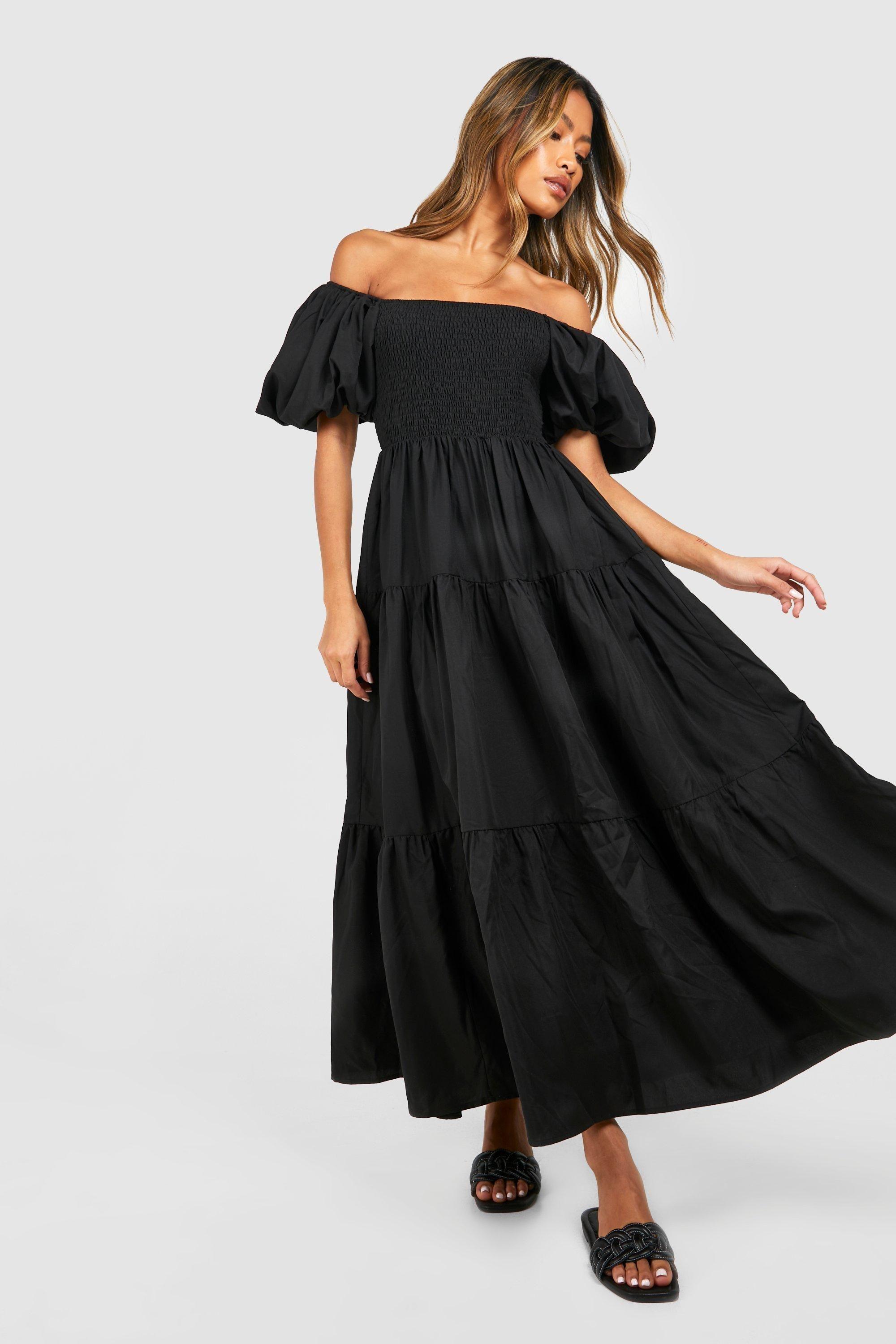 Tiered Shirred Midaxi Smock Dress by BOOHOO