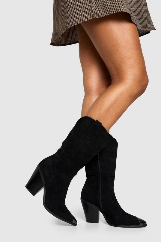 Toe Cap Detail Western Boots by BOOHOO