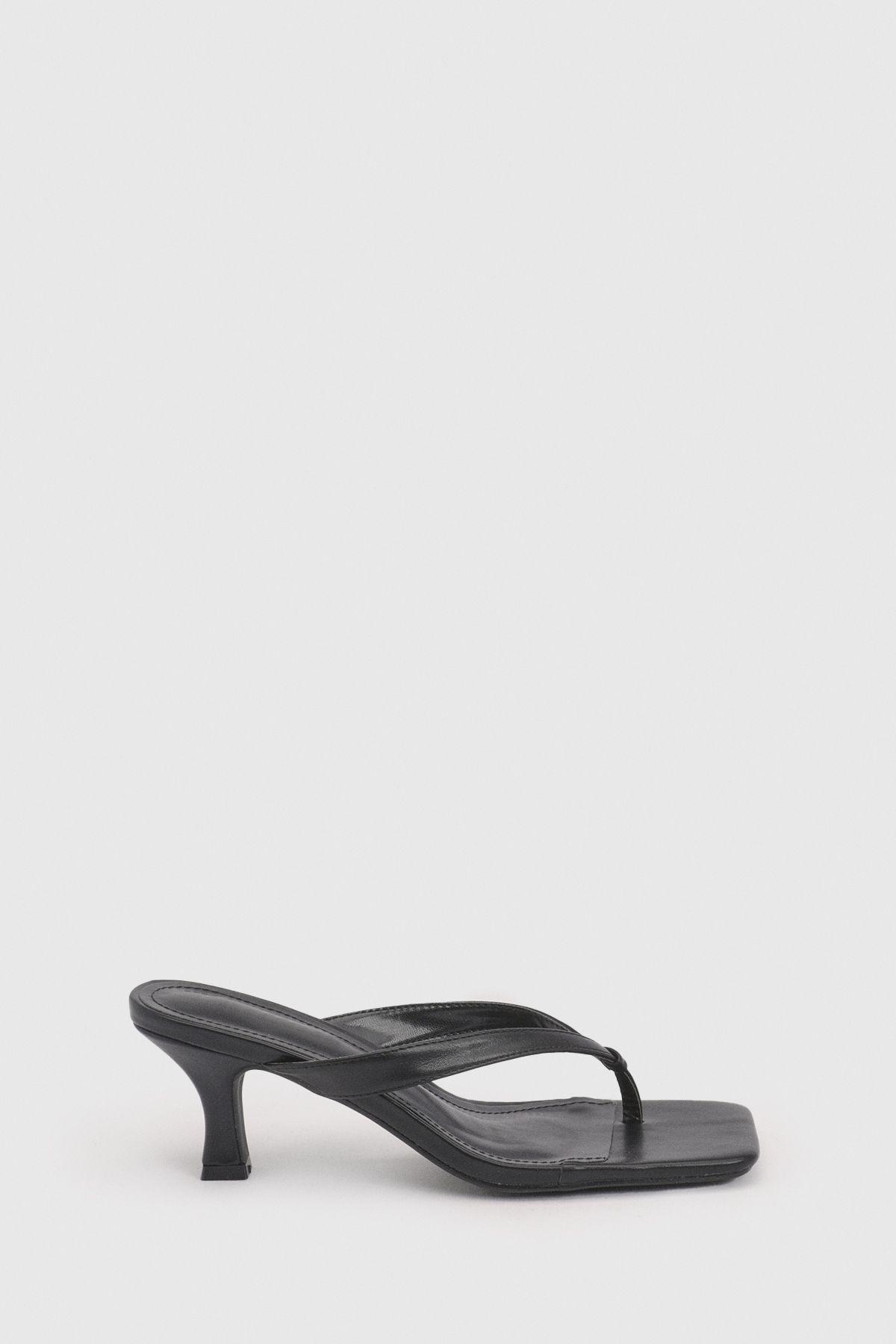 Toe Post Square Toe Heeled Mules by BOOHOO