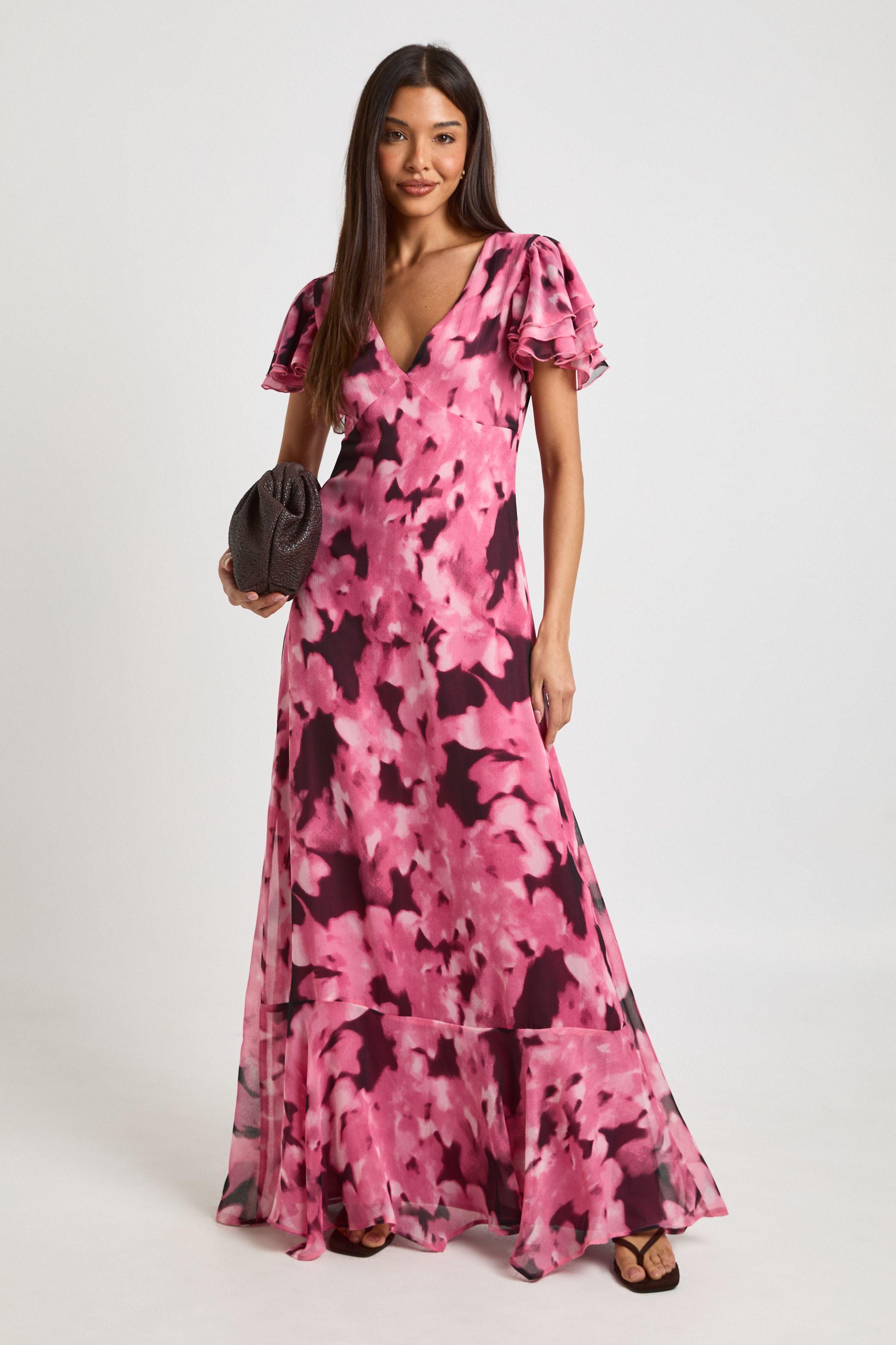 Tonal Floral Textured Chiffon Maxi Dress by BOOHOO