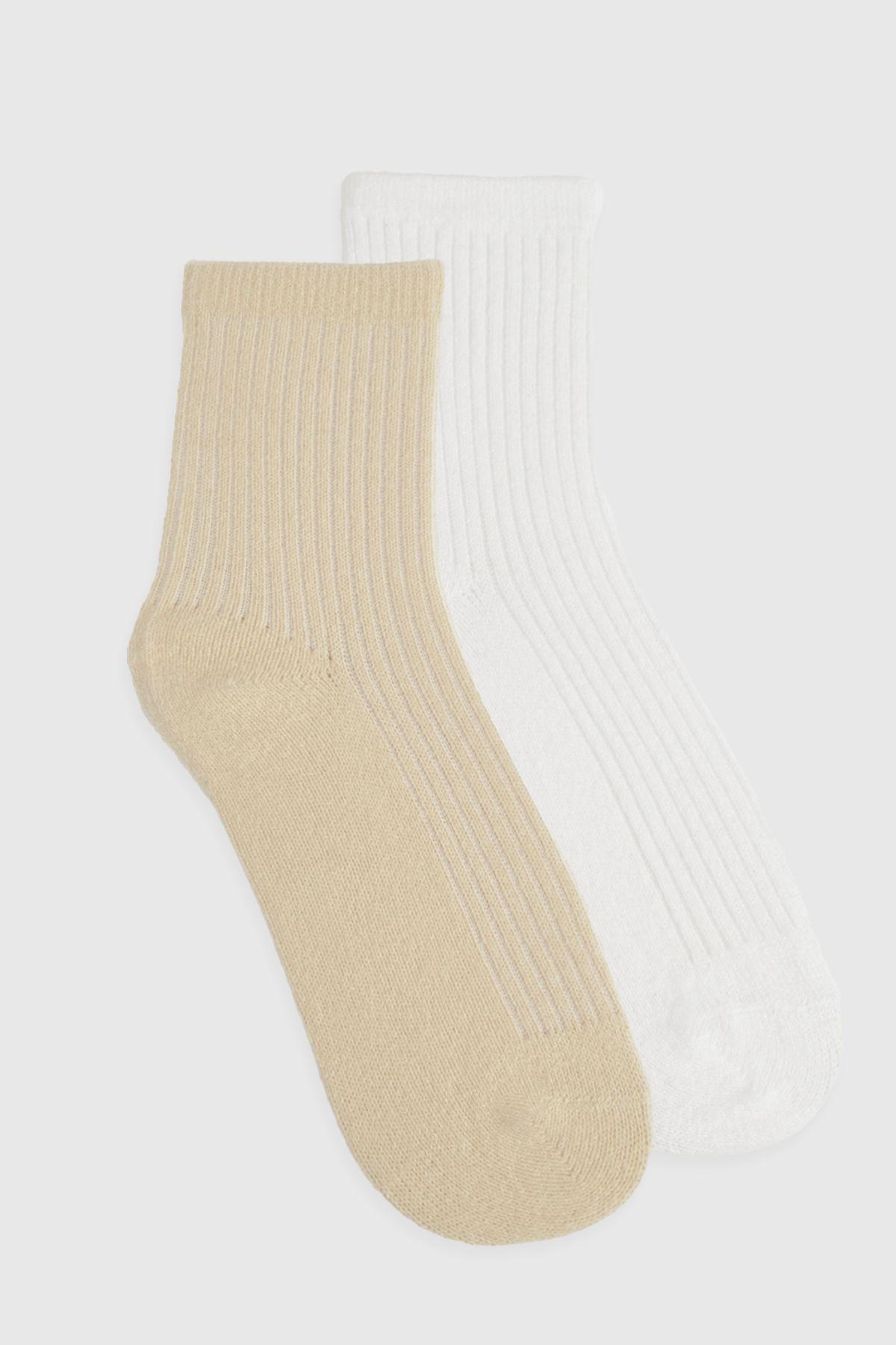 Tonal Fluffy Knit Socks 2 Pack by BOOHOO