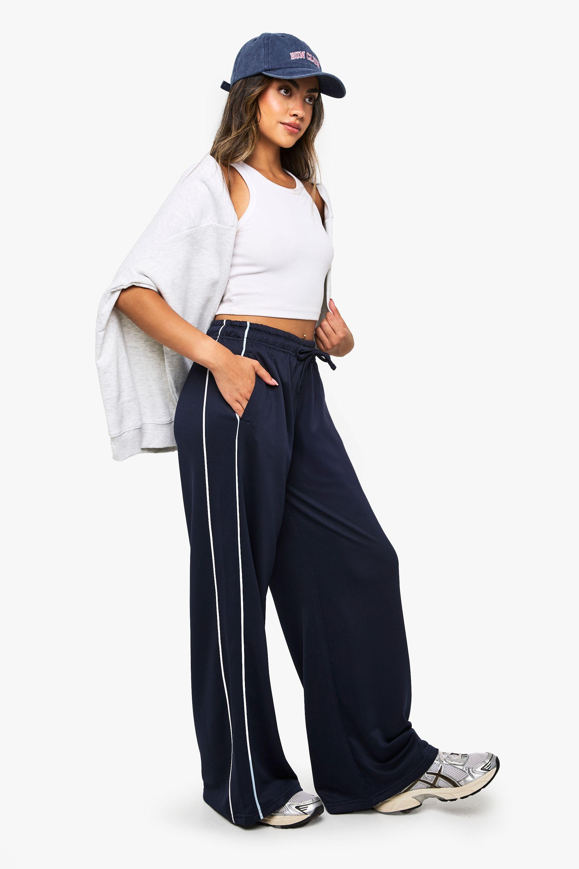 Tricot Side Piping Straight Leg Jogger by BOOHOO