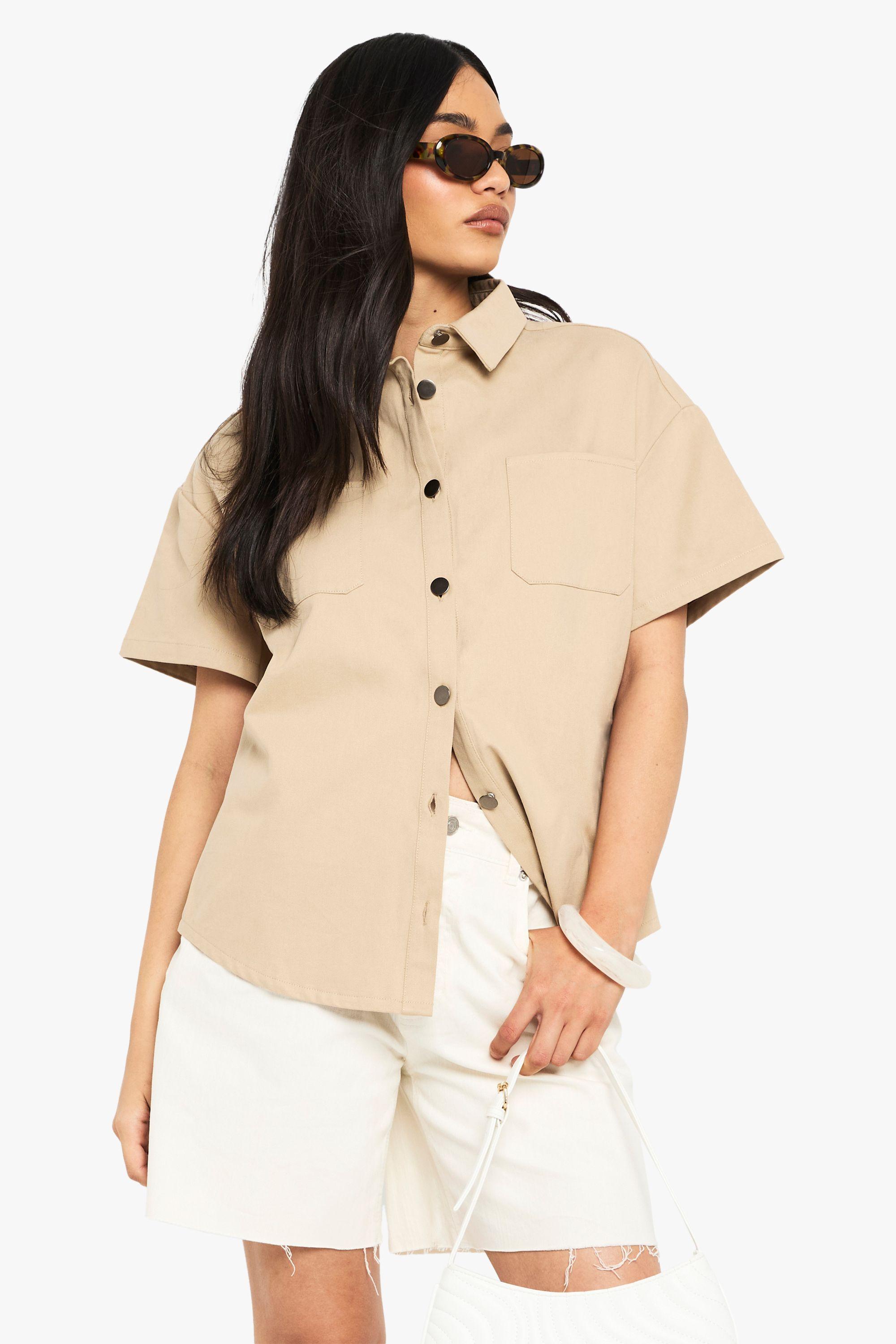 Twill Short Sleeve Shirt by BOOHOO