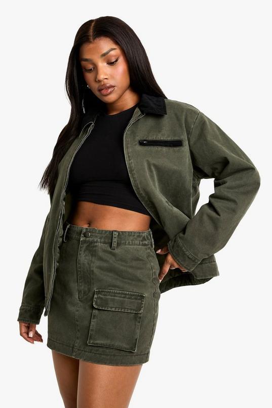 Twill Washed Mini Skirt by BOOHOO