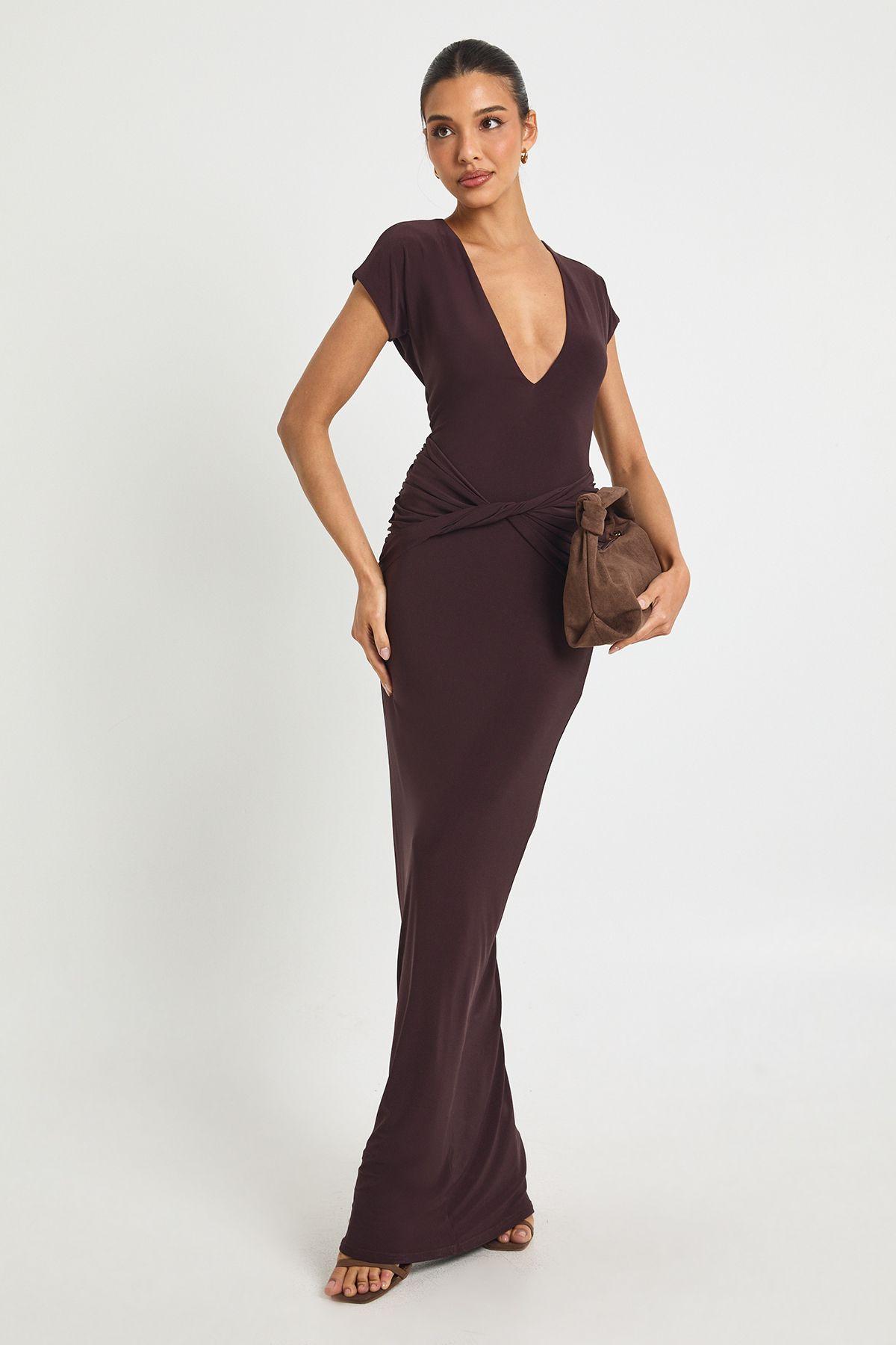 Twist Detail Maxi Dress by BOOHOO