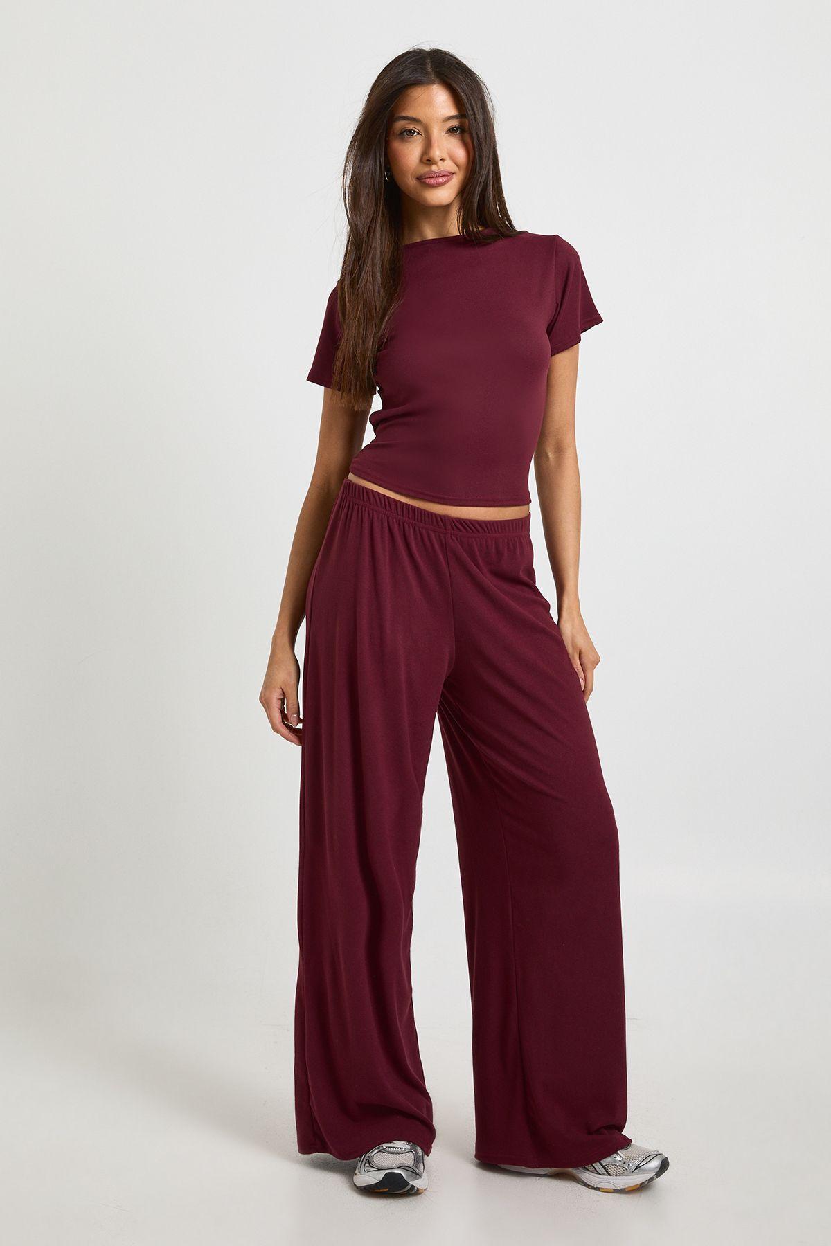 Ultra Soft Wide Leg Trouser by BOOHOO