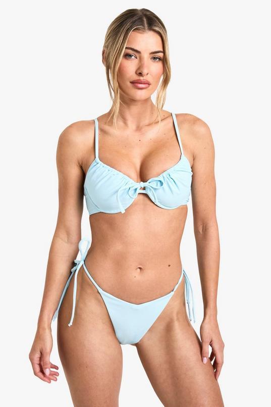 Underwired Tie Front Bikini Top by BOOHOO Underwired Tie Front Bikini Top by BOOHOO