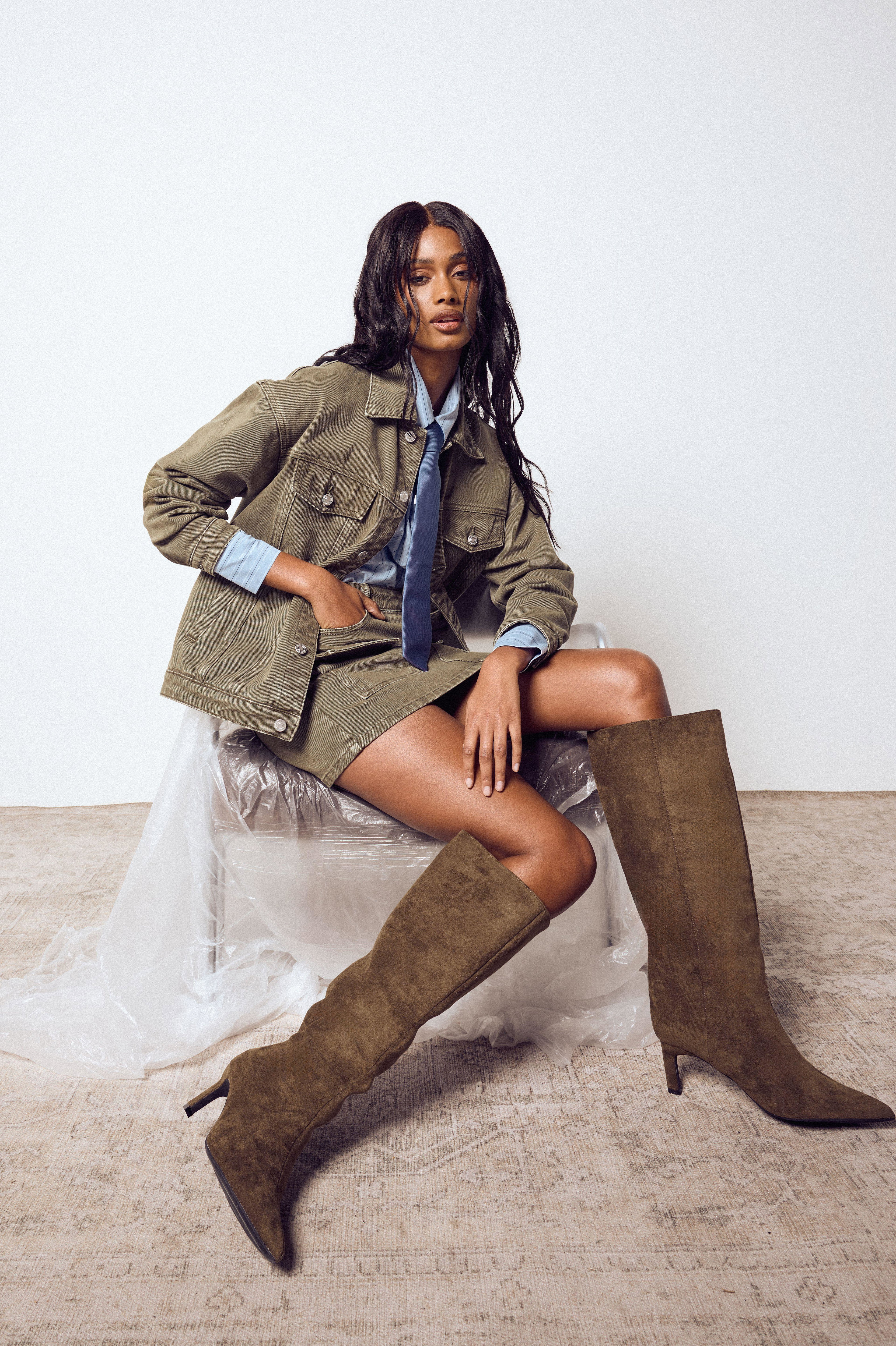 Utility Denim Shacket by BOOHOO