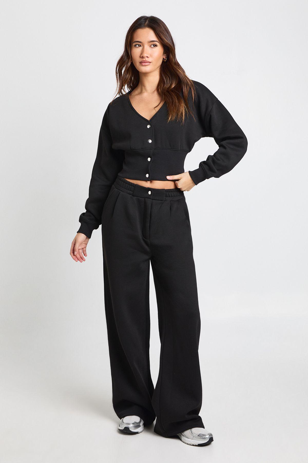 V Neck Deep Hem Sweatshirt And Tailored Jogger Tracksuit by BOOHOO