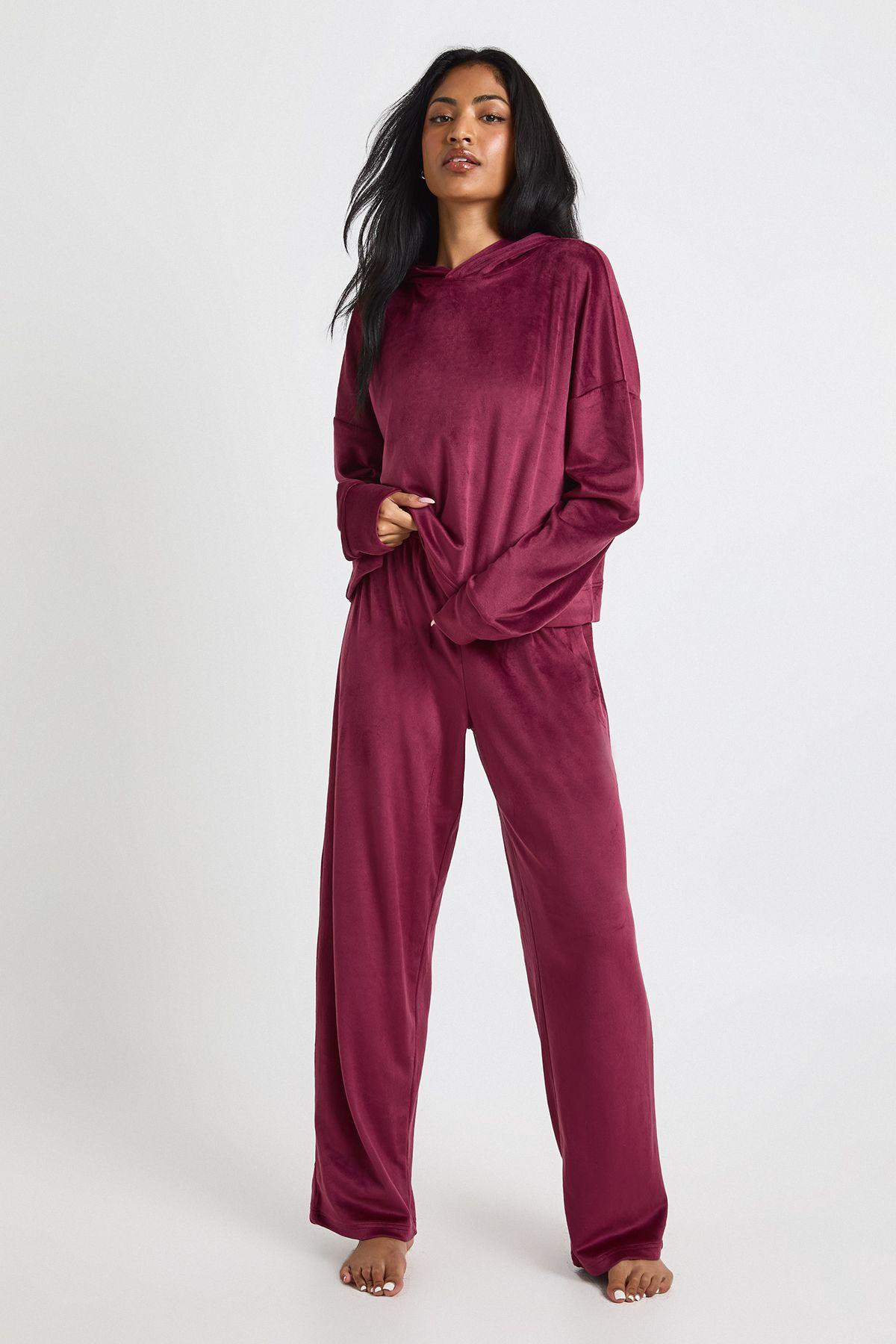 Velour Fleece Hoodie & Joggers Lounge Set by BOOHOO