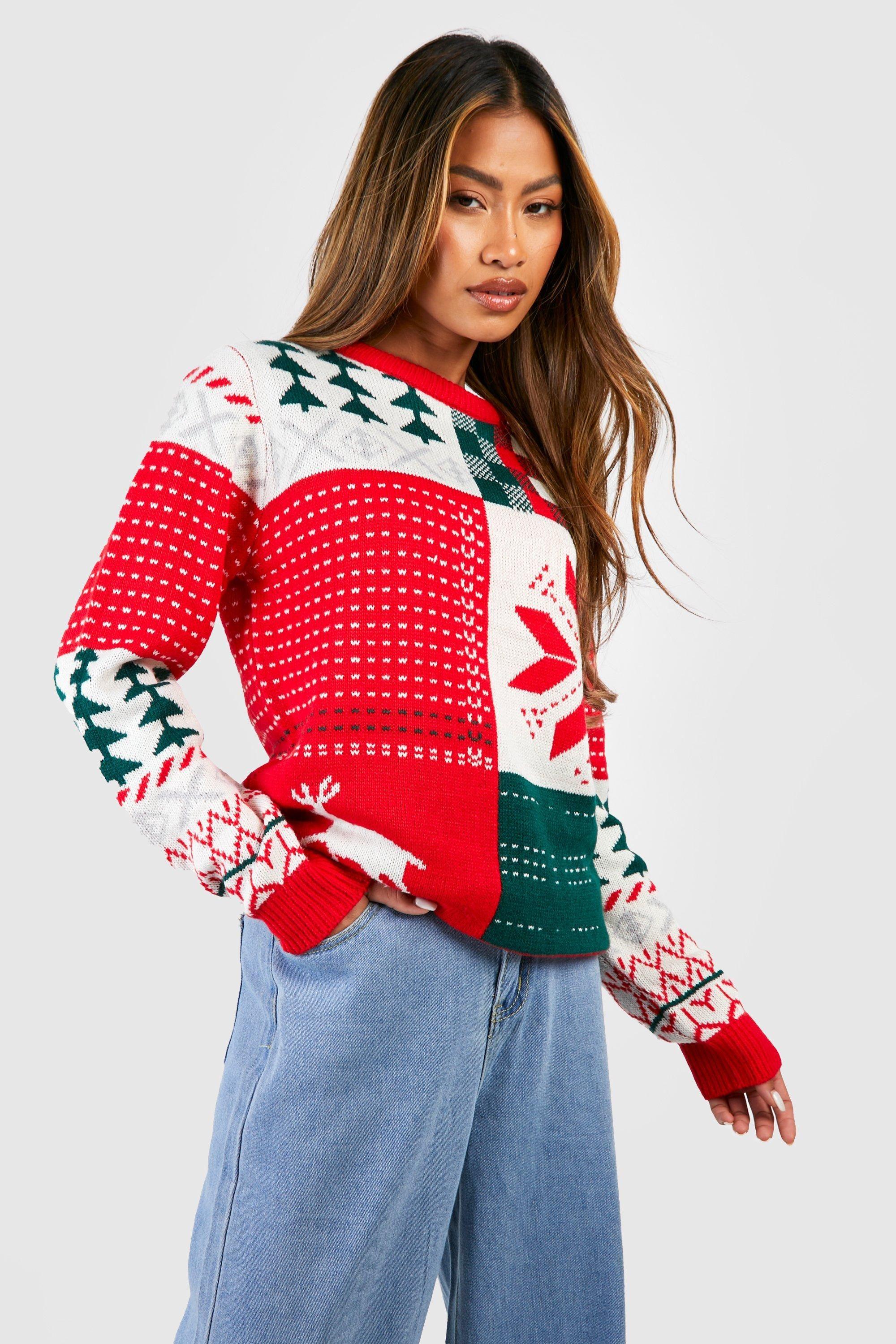 Vintage Patchwork Retro Christmas Jumper by BOOHOO
