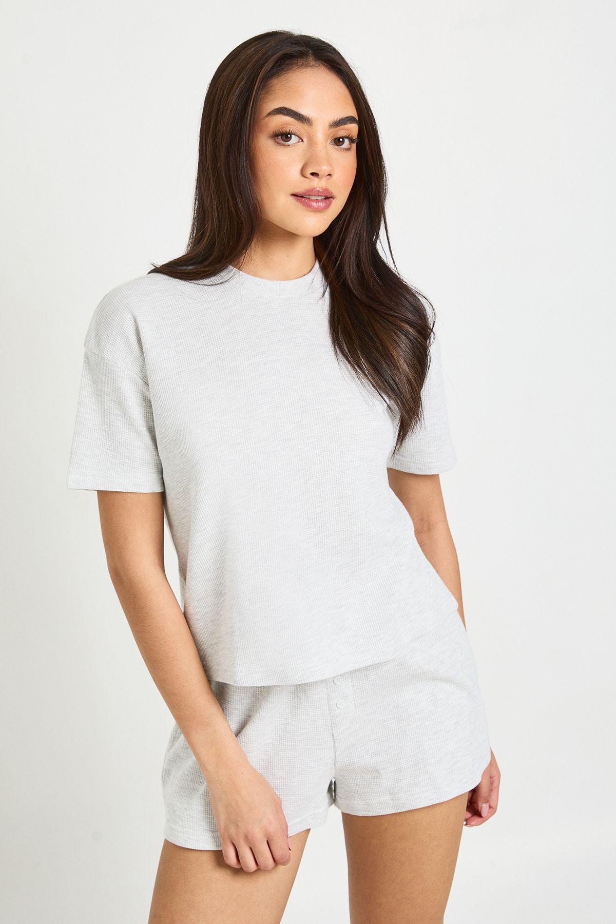 Waffle T-shirt and Shorts Co-ord by BOOHOO